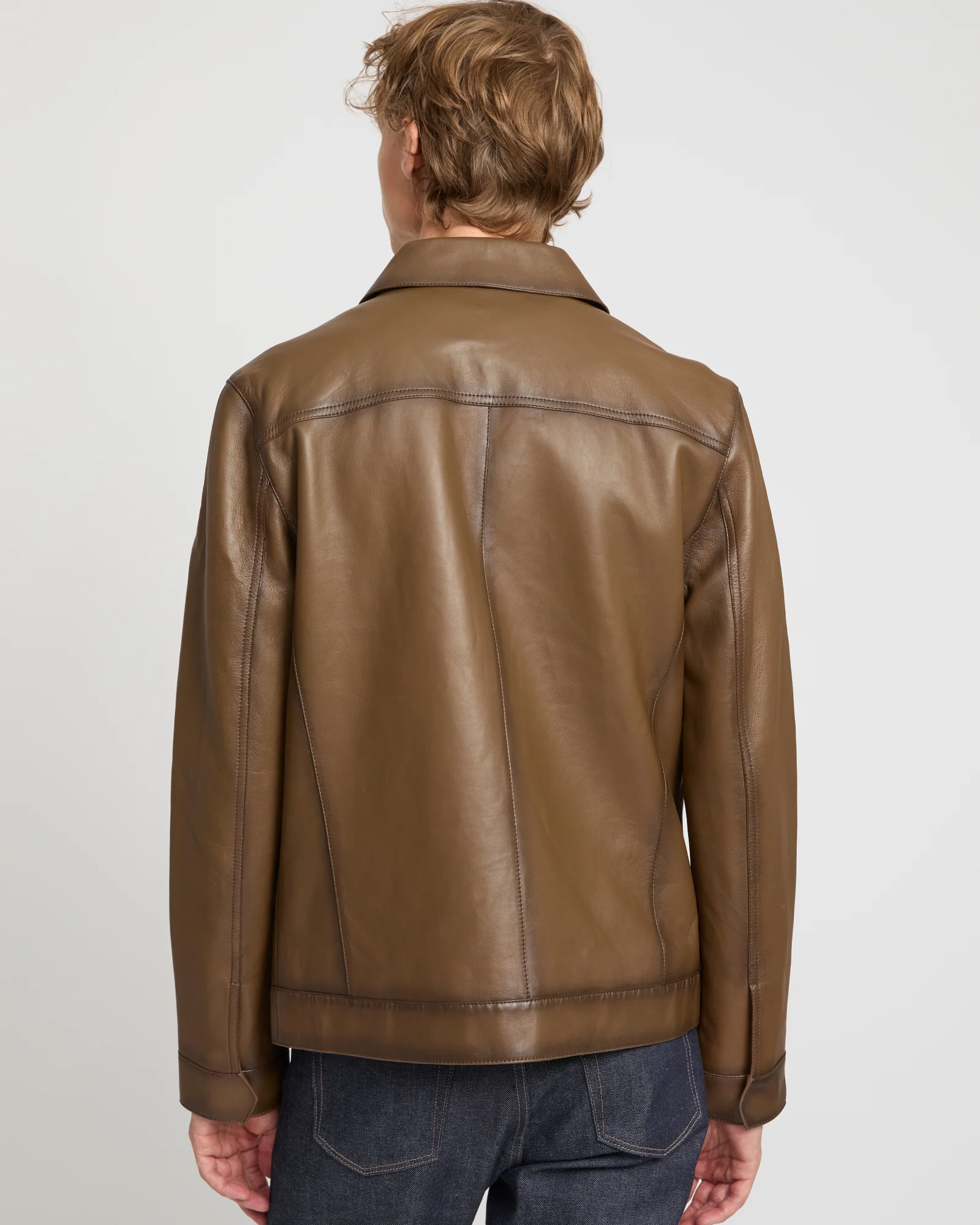 Denim jacket style leather jacket - Image 4