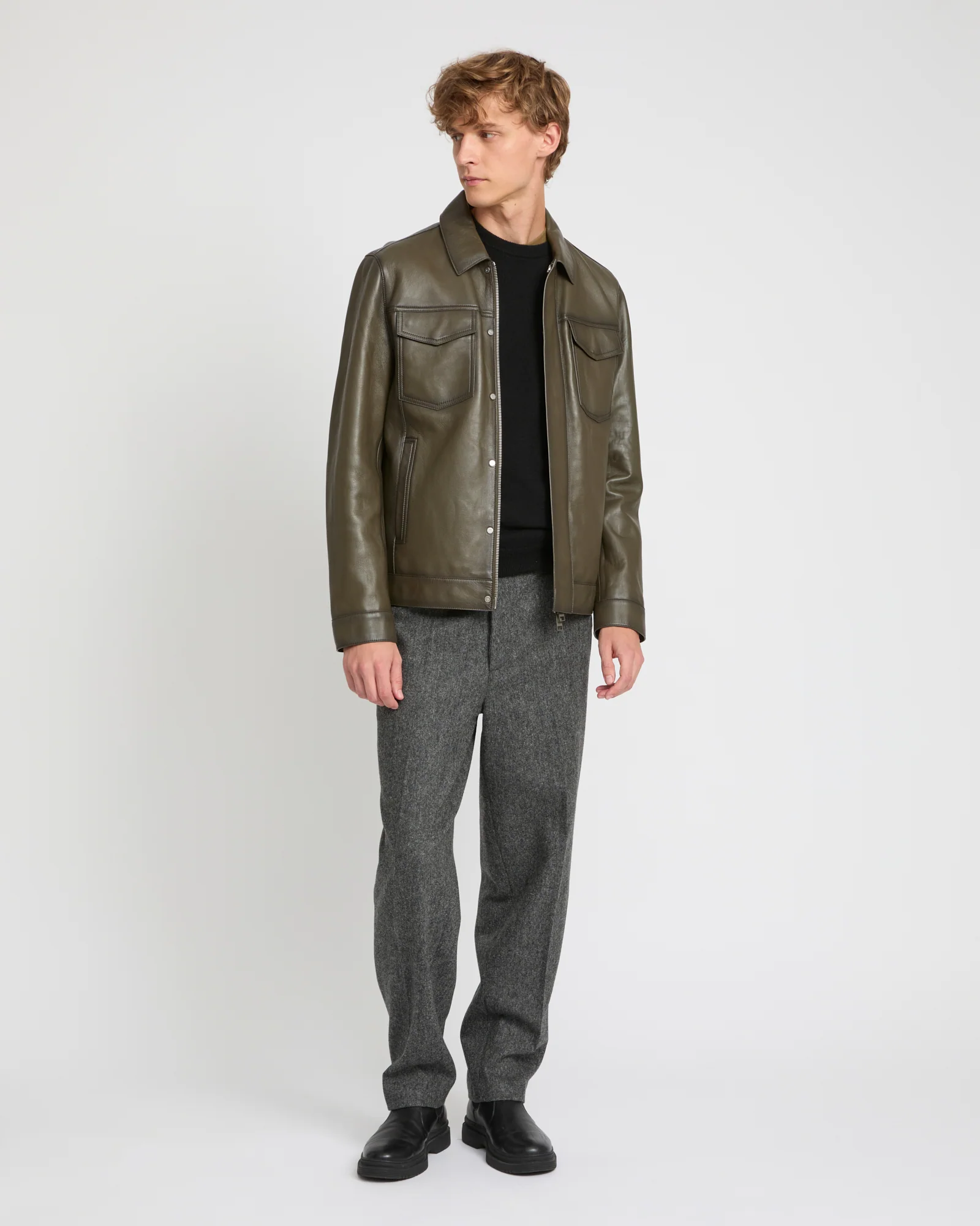 Denim jacket style leather jacket - Image 2