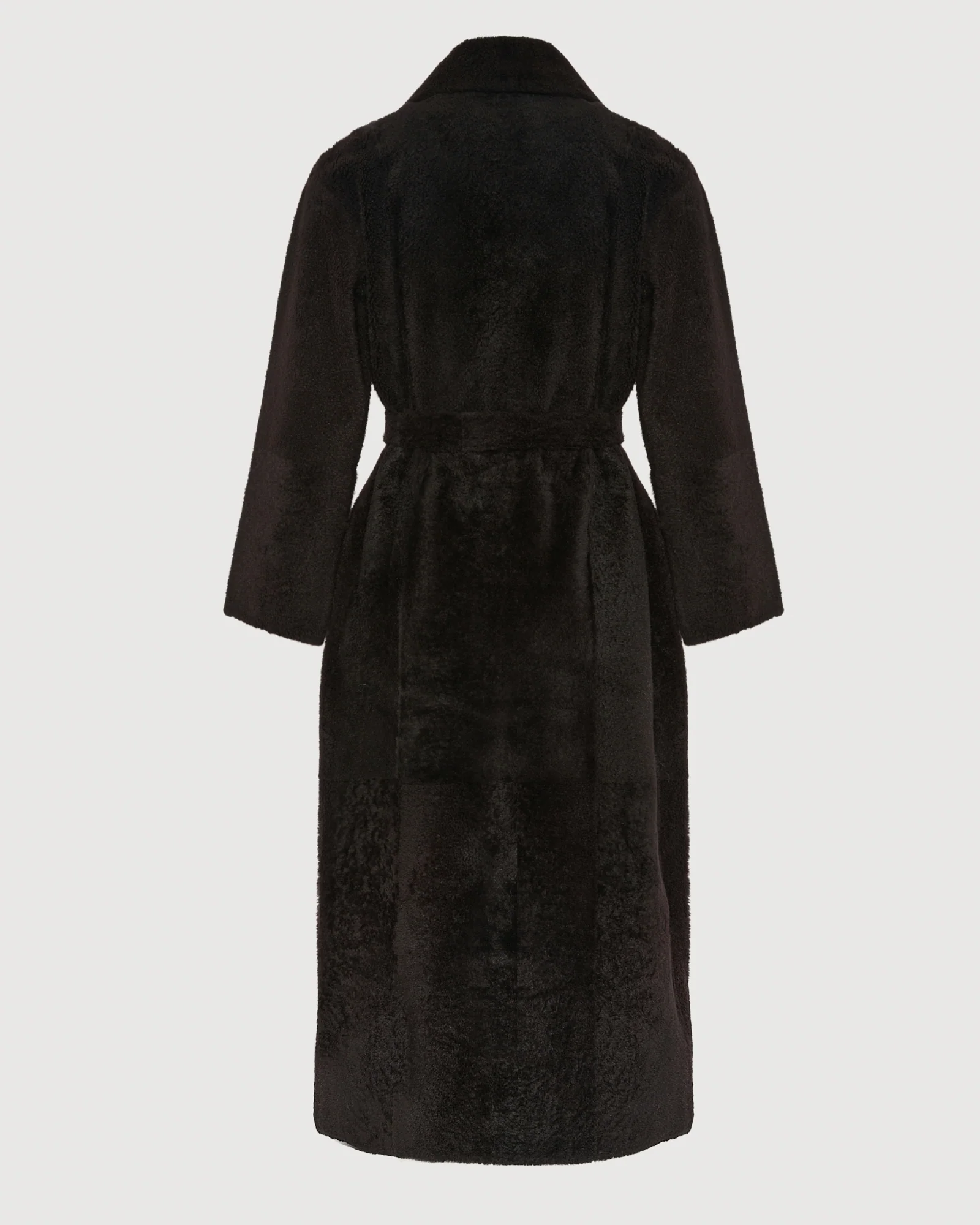 Double-breasted astrakan-style lambskin shearling long coat - Image 7