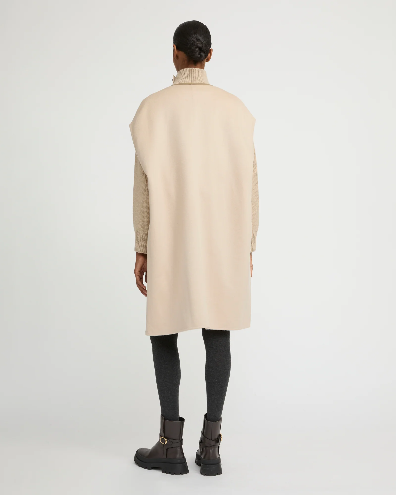 Double-sided cashmere-blend belted cape - Image 5
