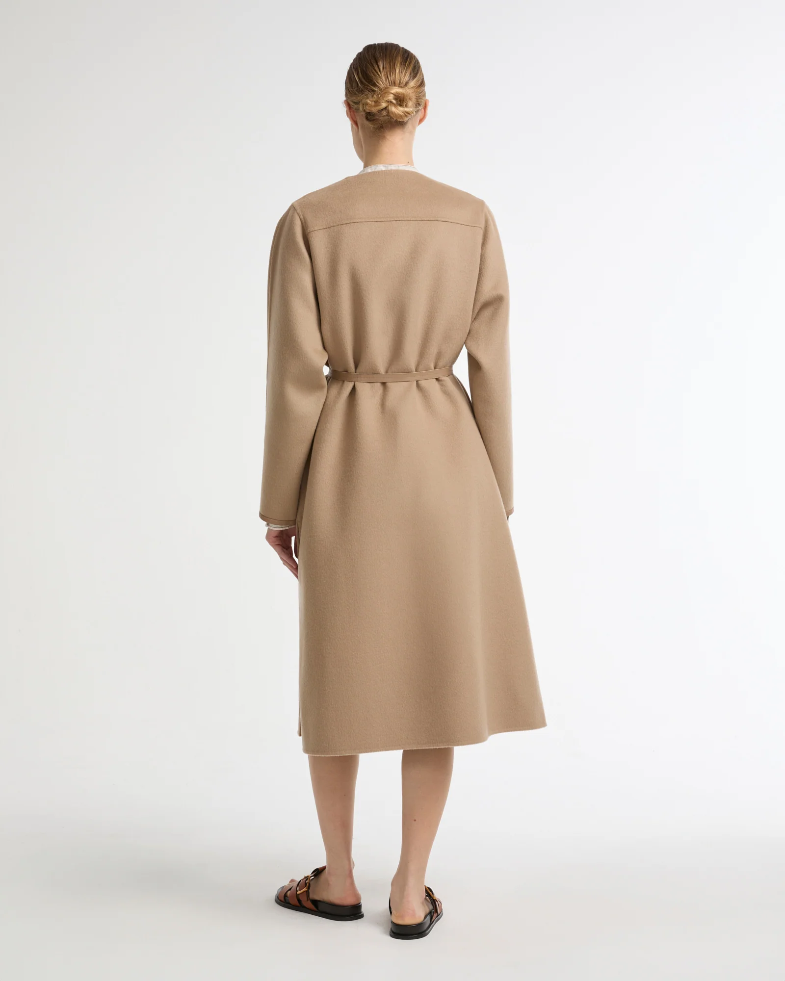 Double-sided cashmere-blend long belted maxi coat - Image 4