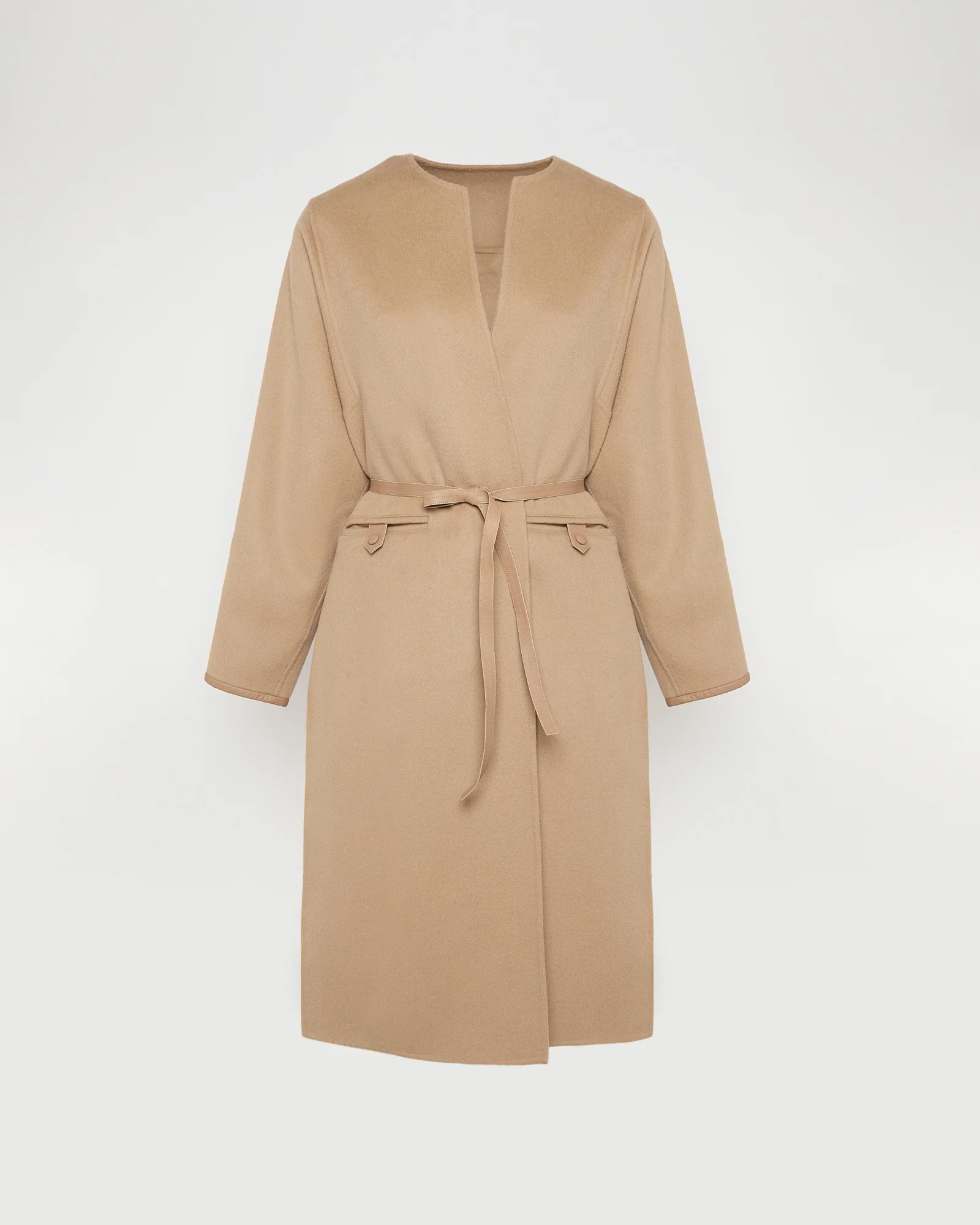 Double-sided cashmere-blend long belted maxi coat - Image 5