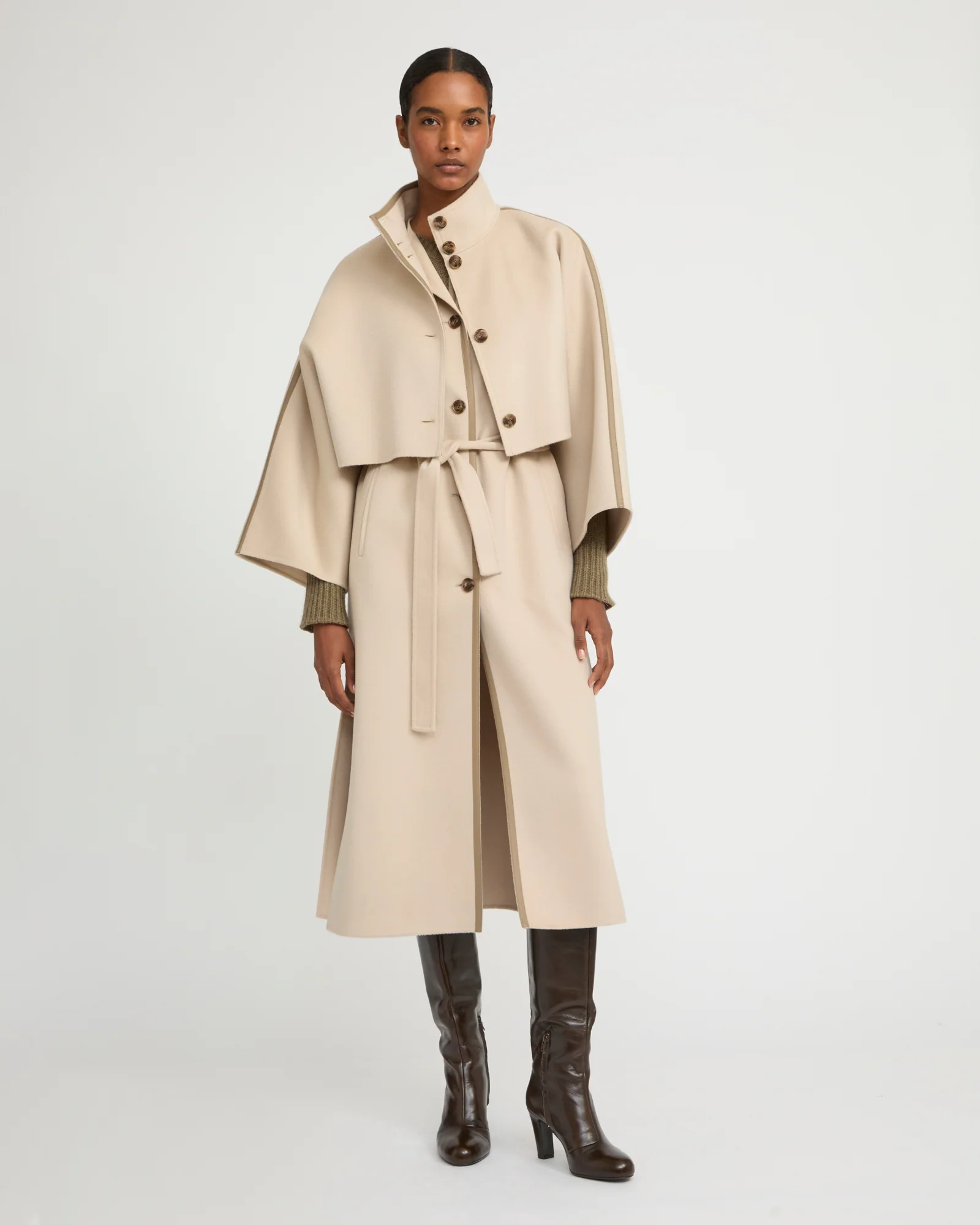 Double-sided cashmere-blend cropped cape jacket - Image 5