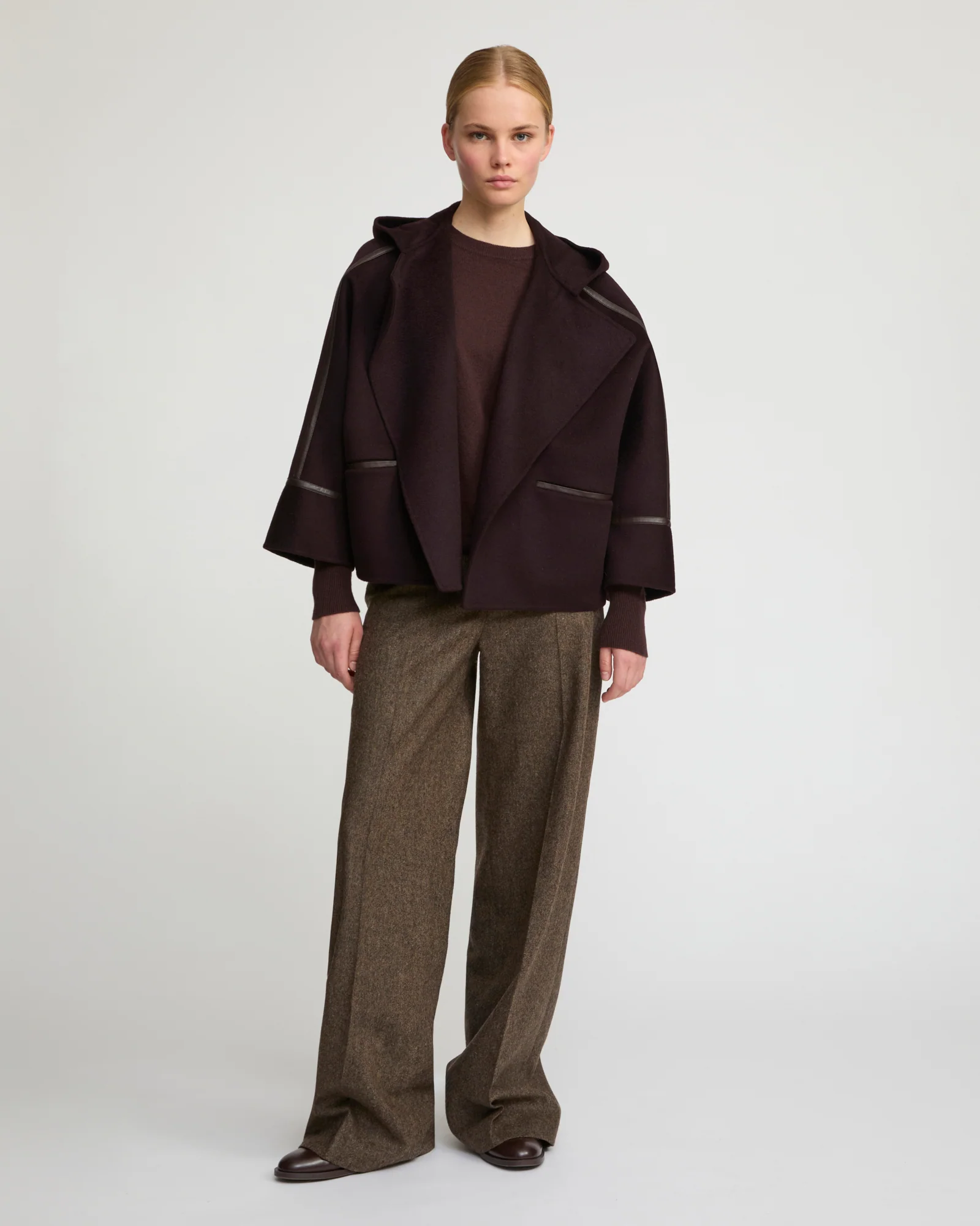 Double-sided cashmere-blend hooded cape jacket - Image 3