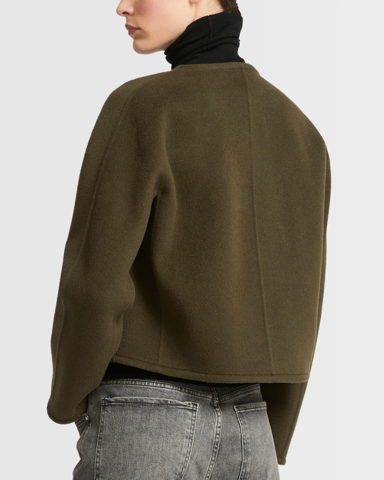 Double-sided cashmere blend round neck jacket - Image 4