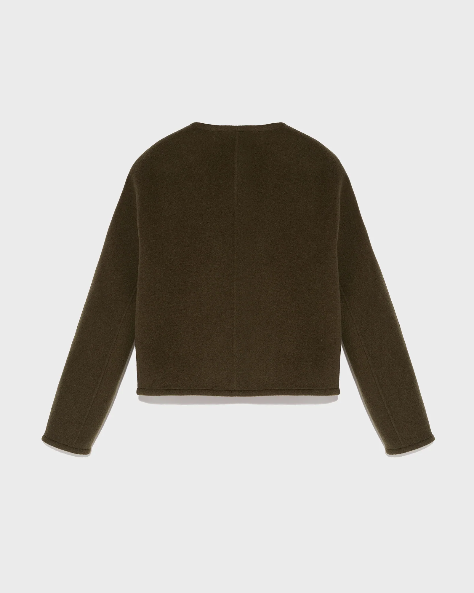 Double-sided cashmere blend round neck jacket - Image 6