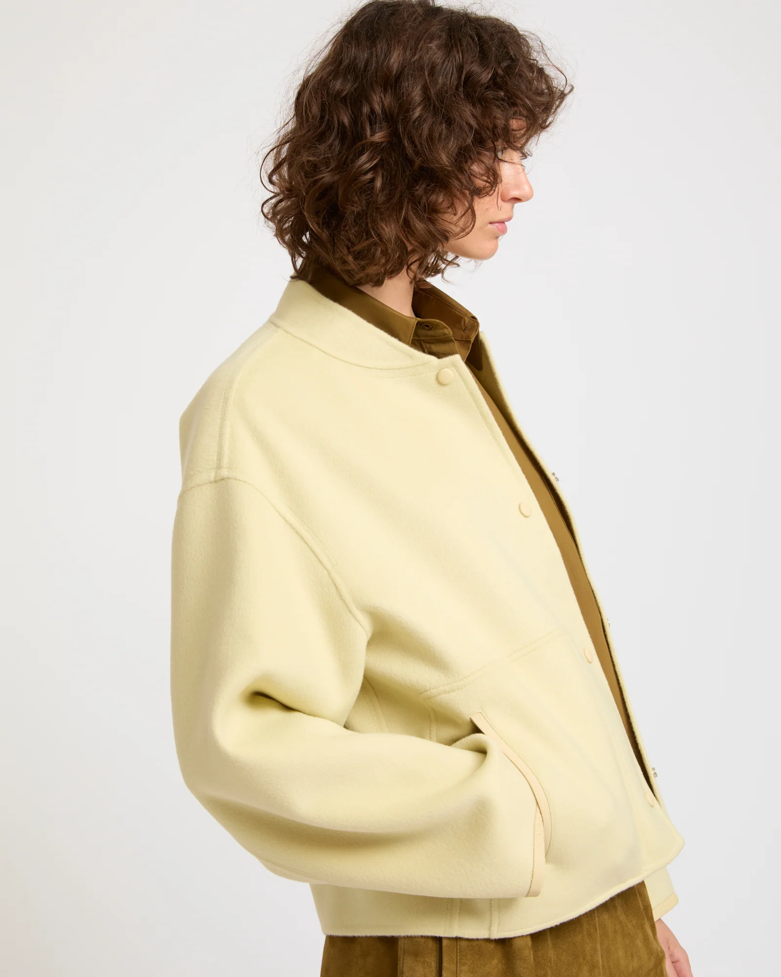 Double-sided cashmere-blend varsity jacket