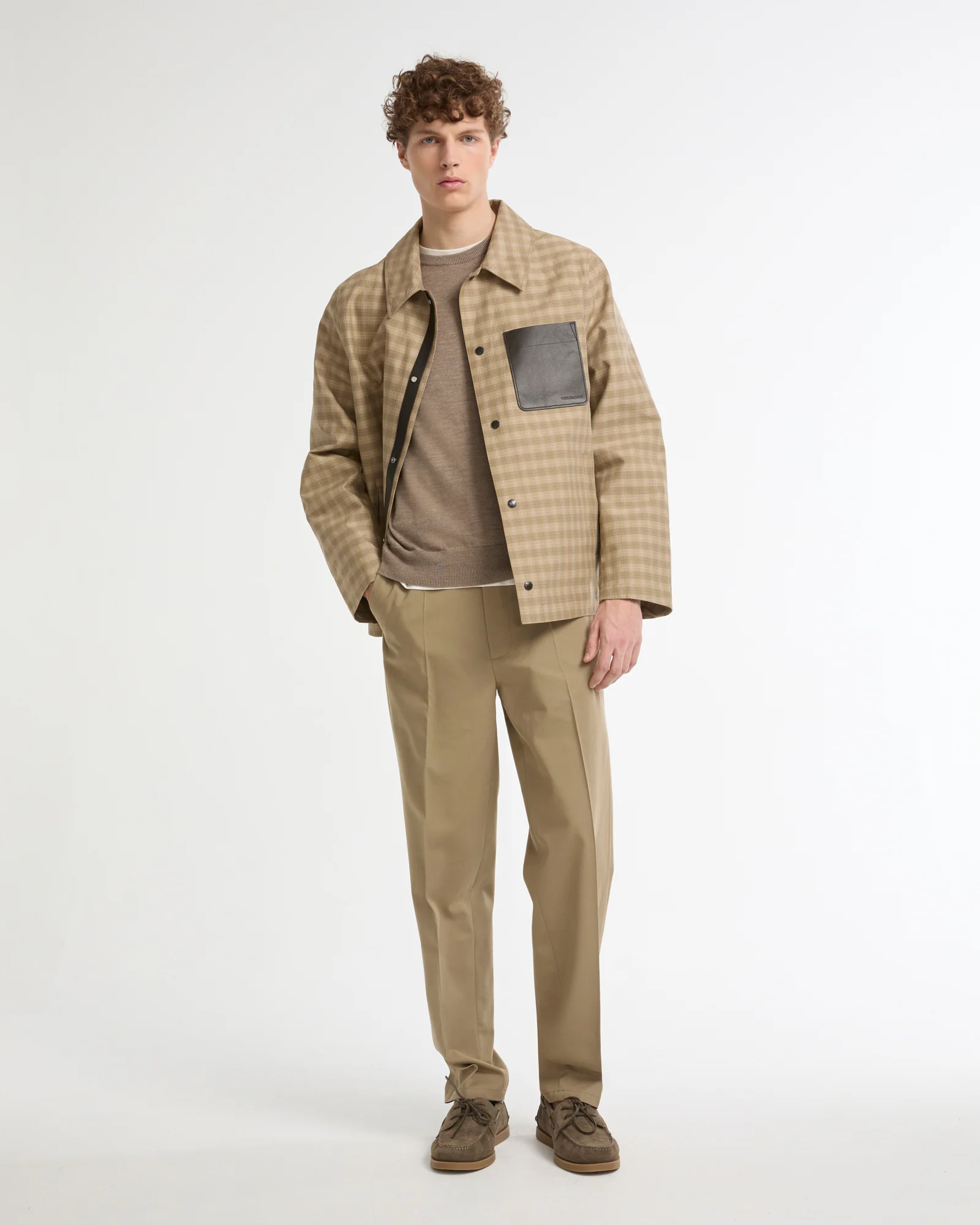 Double-sided checked cotton overshirt