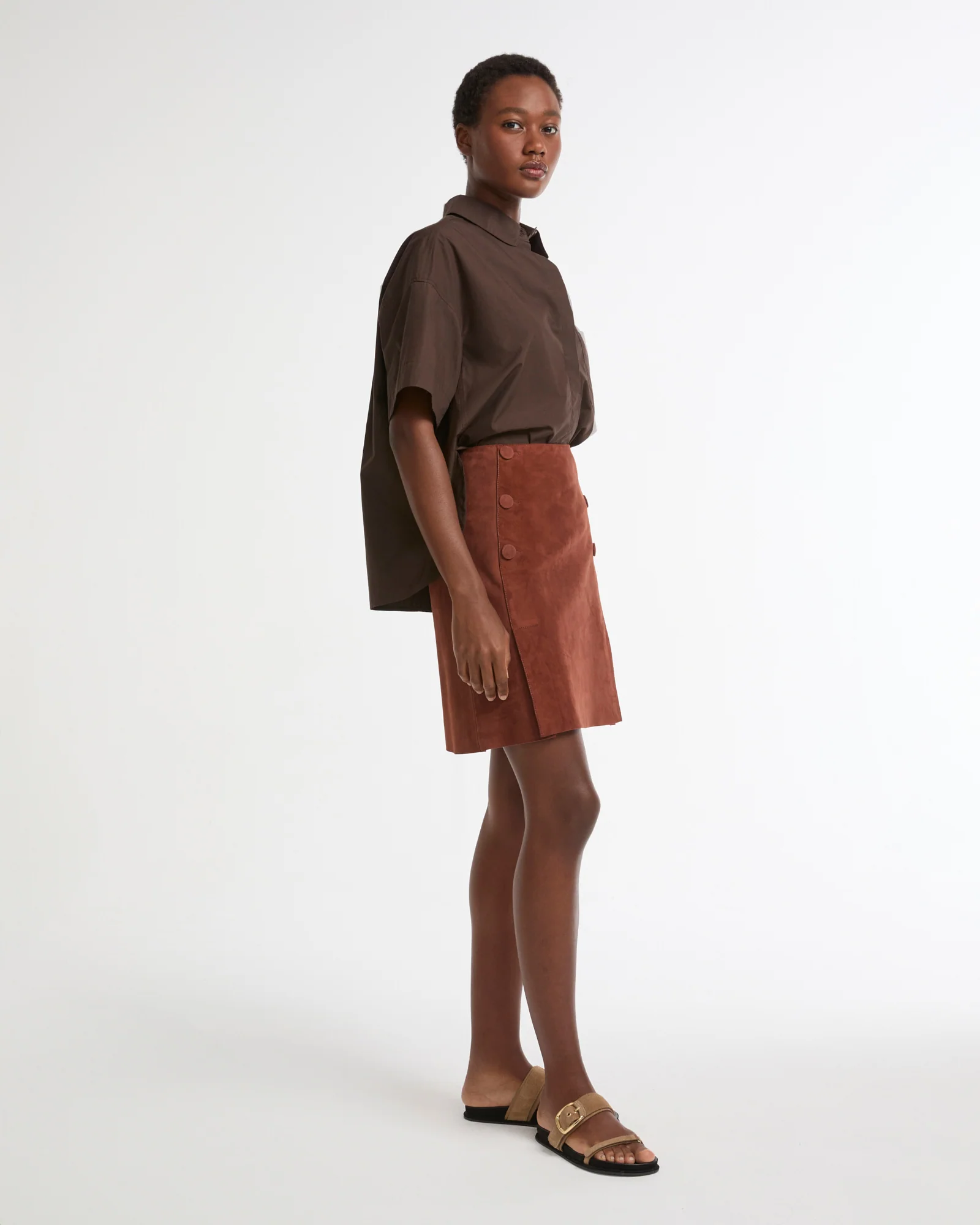 Double-sided lambskin mini skirt