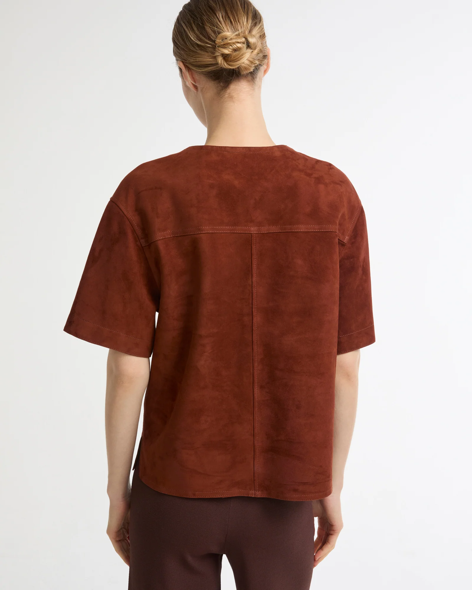 Double-sided lambskin short-sleeved blouse - Image 3