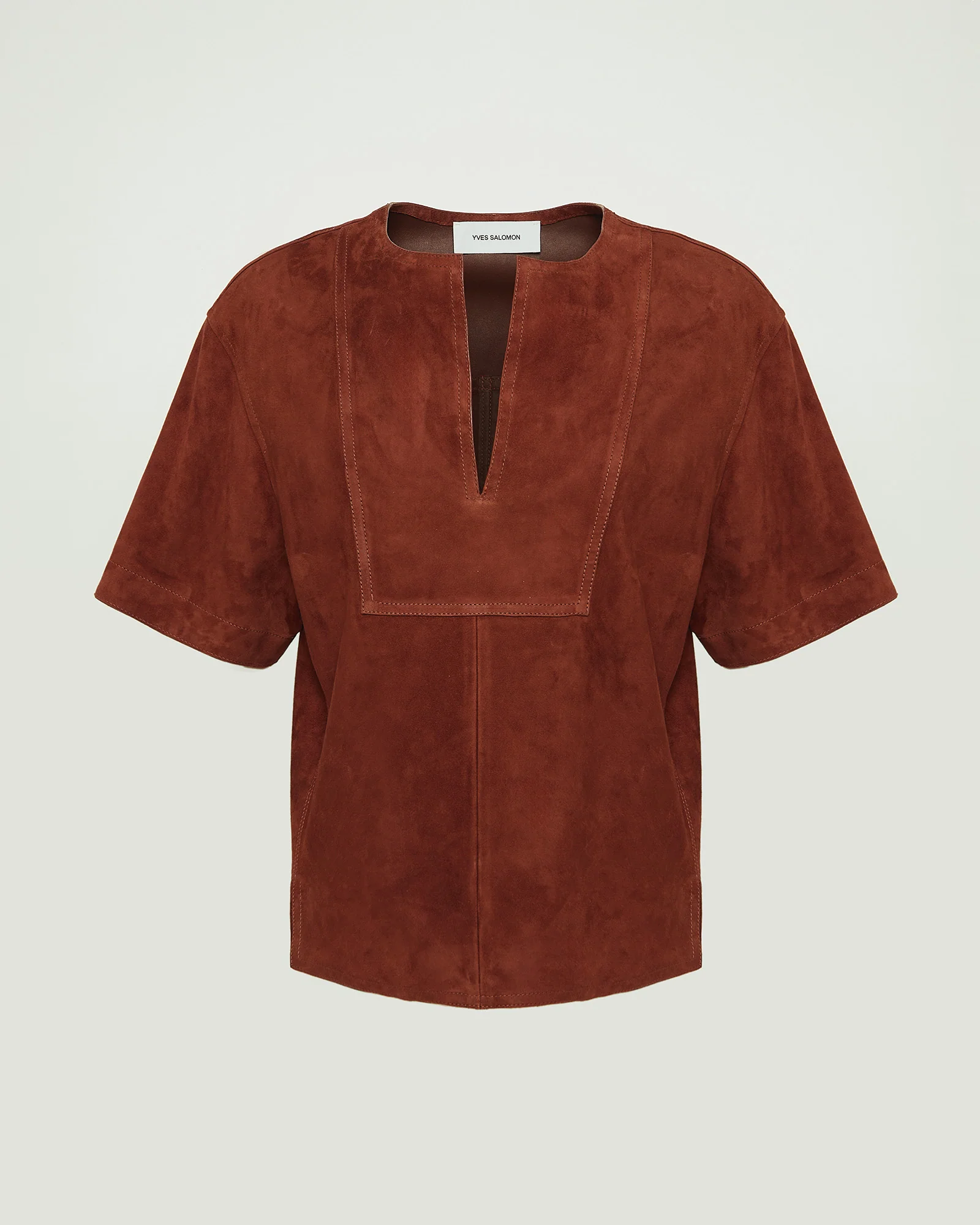 Double-sided lambskin short-sleeved blouse - Image 4