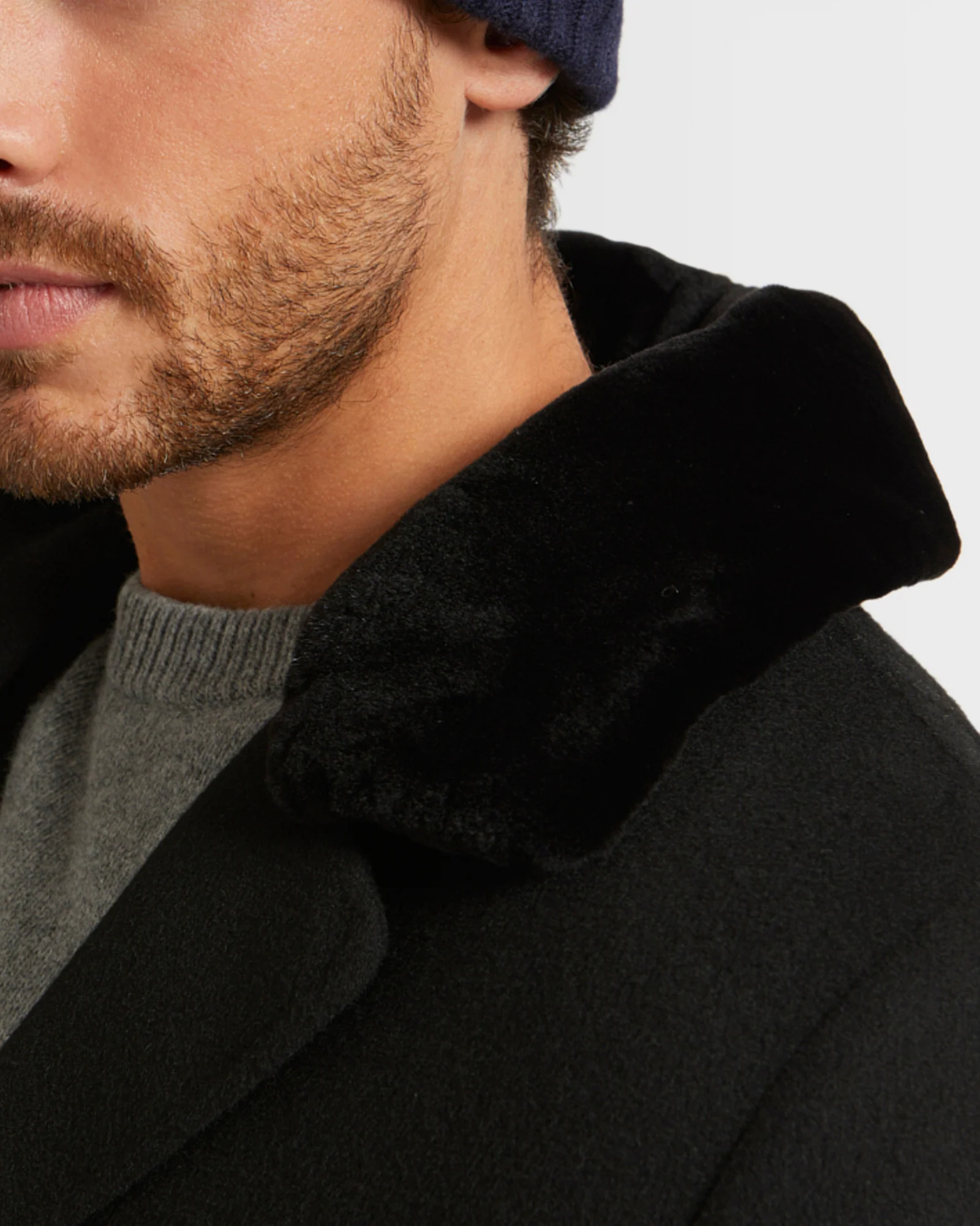 Long Double-Sided Wool-Cashmere Fabric Coat With Mink Collar - Image 2