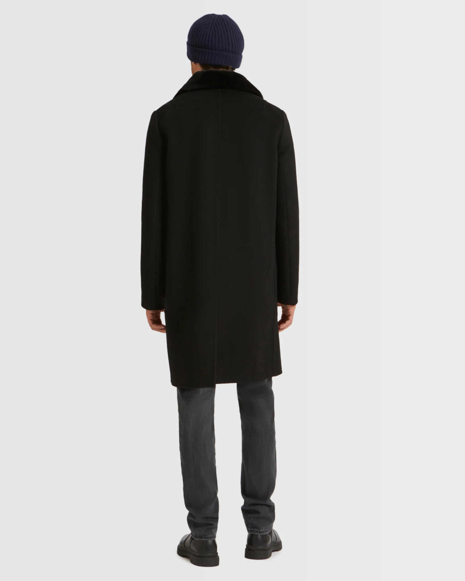 Long Double-Sided Wool-Cashmere Fabric Coat With Mink Collar - Image 4