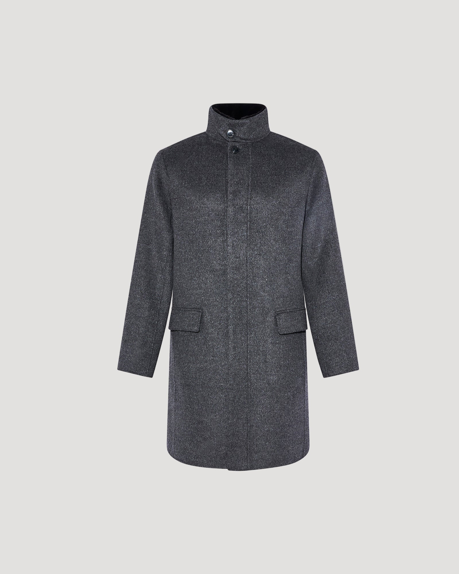 Long Double-sided wool-cashmere fabric coat with mink collar - Image 5