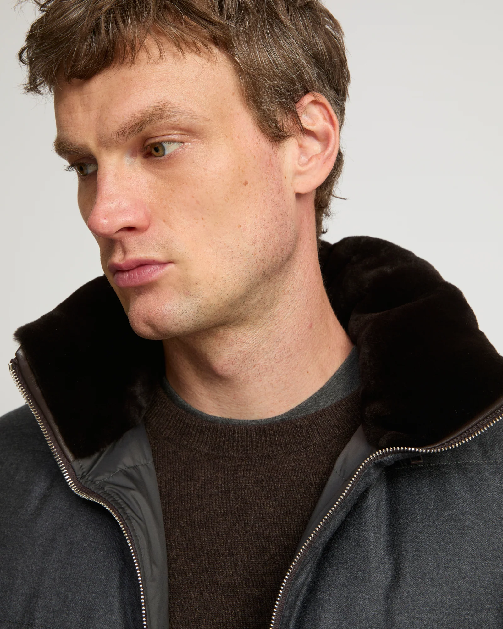 Down gilet made with Loro Piana fabric with mink fur trim - Image 4