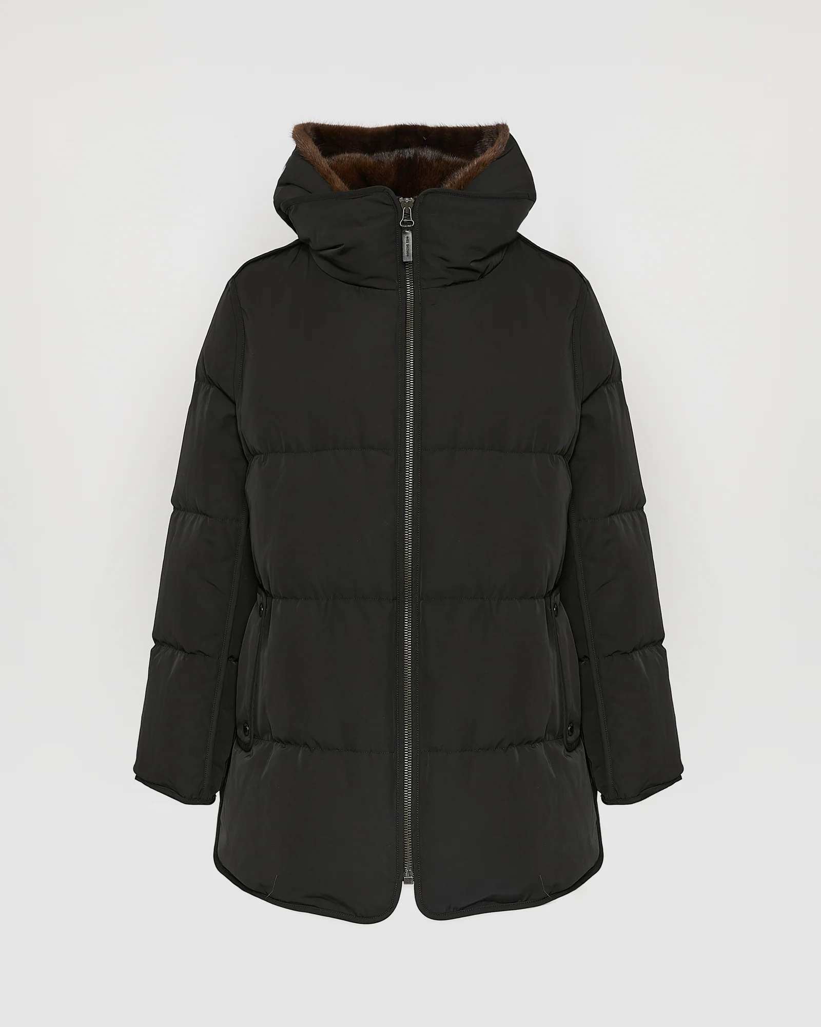 "A" Line down jacket in technical fabric and mink fur - Image 5