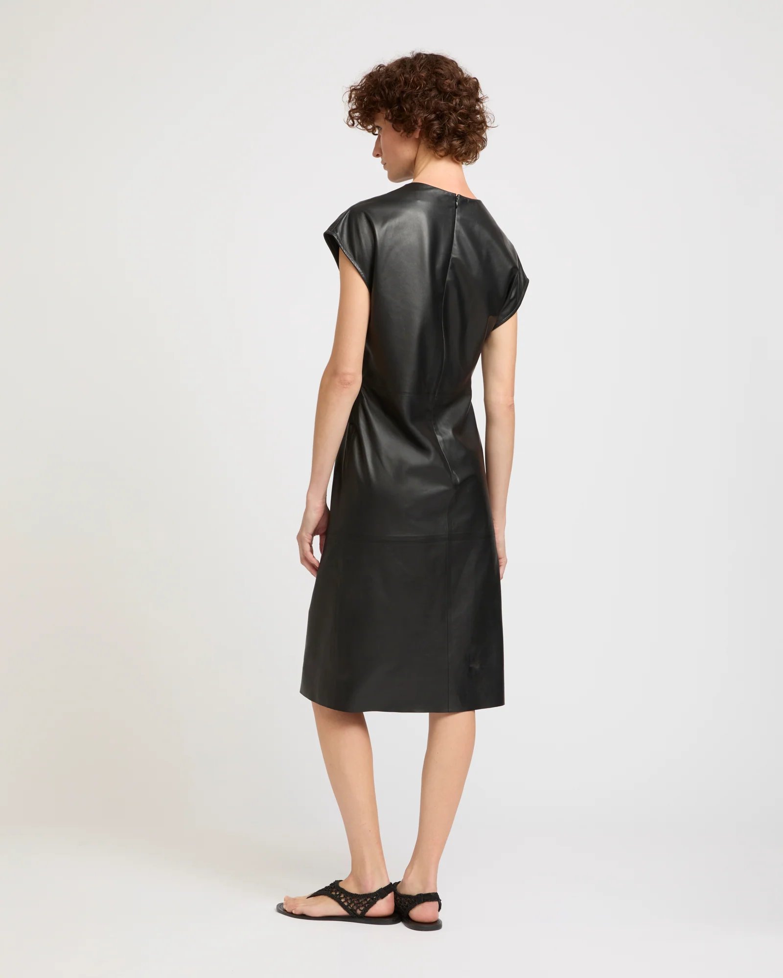 Draped lambskin leather dress - Image 3