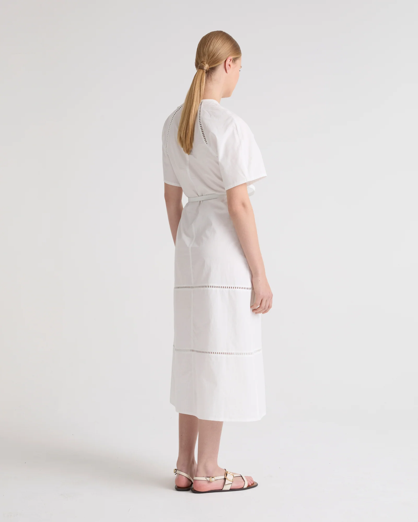 Cotton poplin dress with broderie anglaise - Image 3