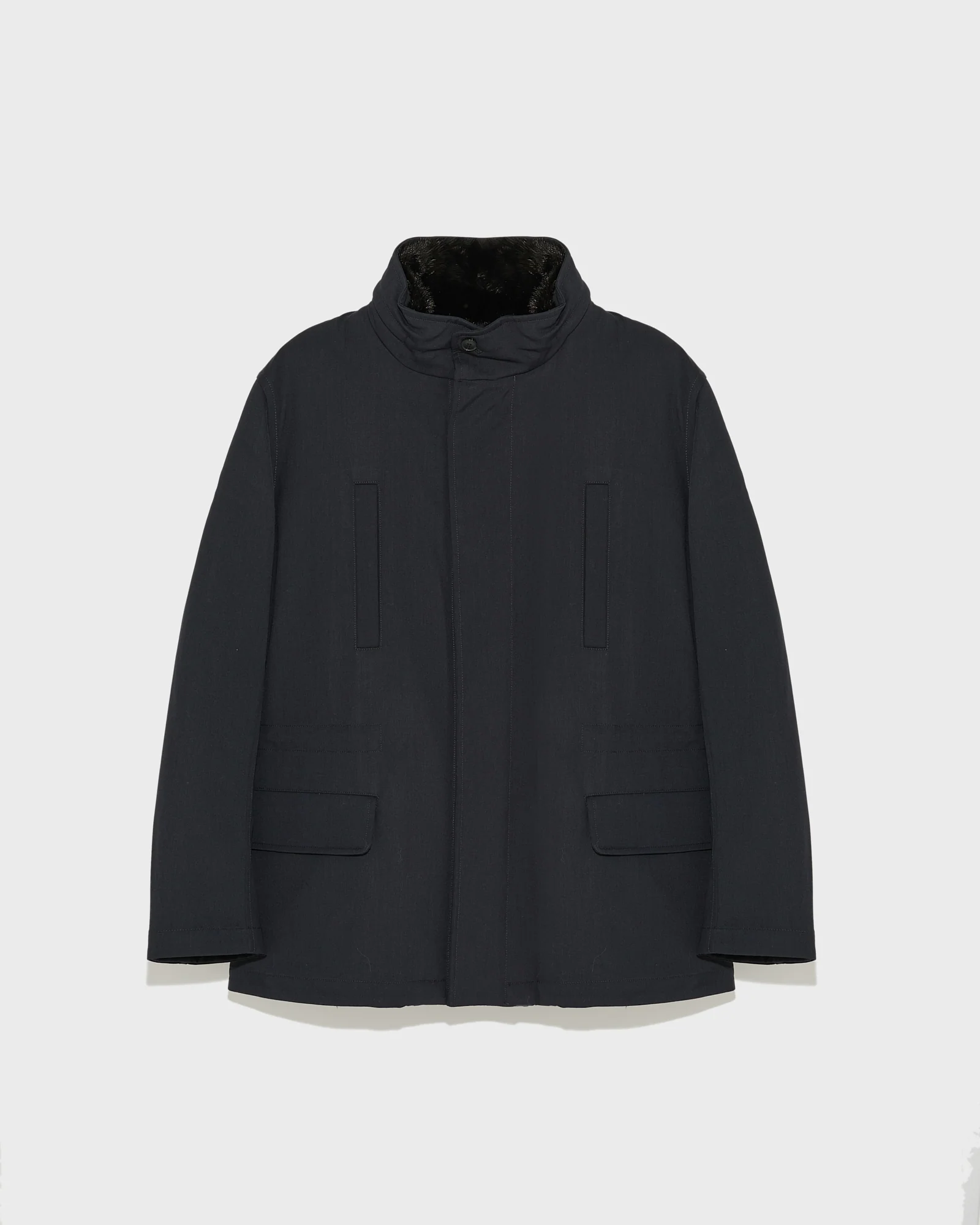 Field jacket in waterproof technical wool and mink fur - Image 5