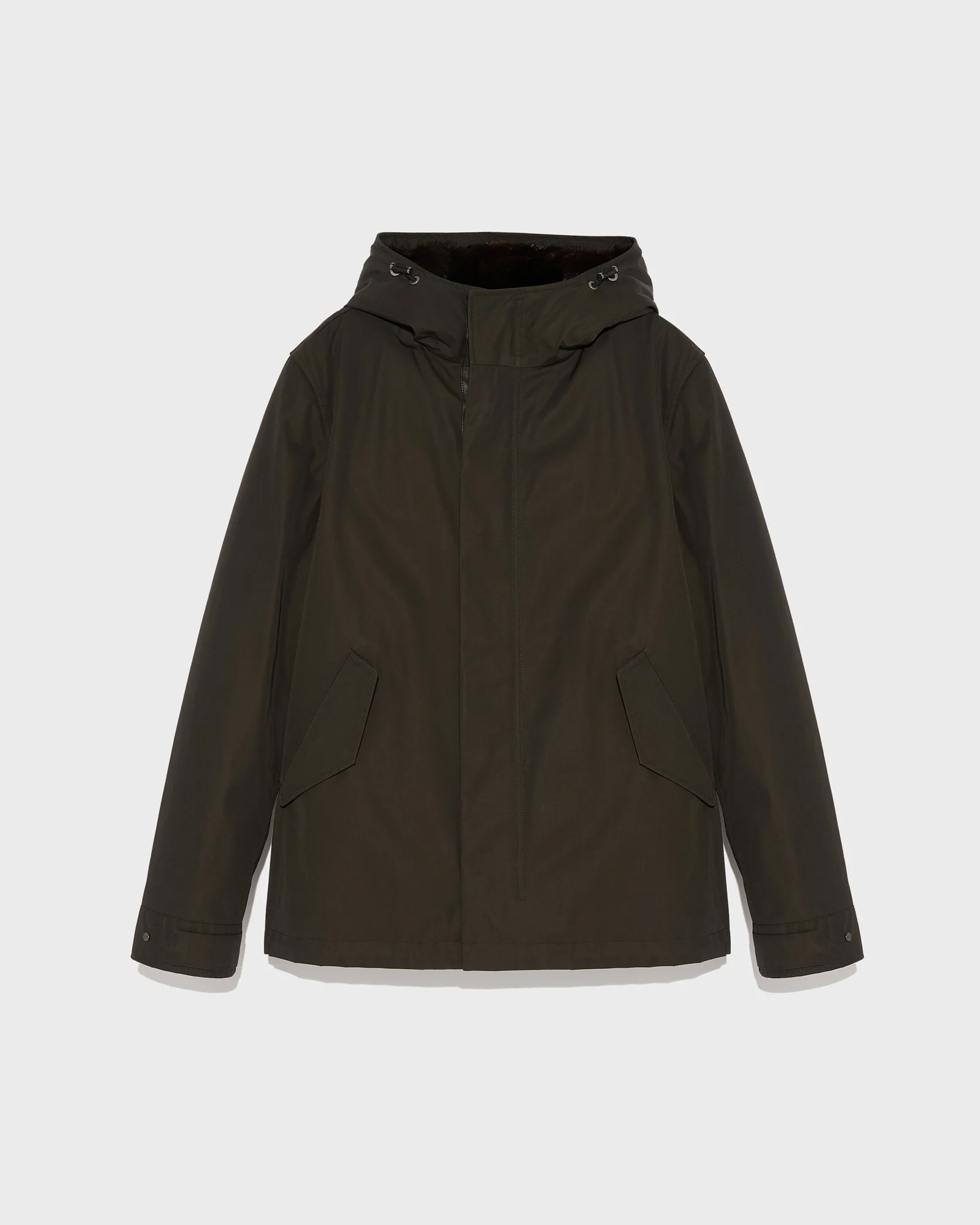 Fitted Parka In waterproof Technical Gabardine And Mink fur - Image 6