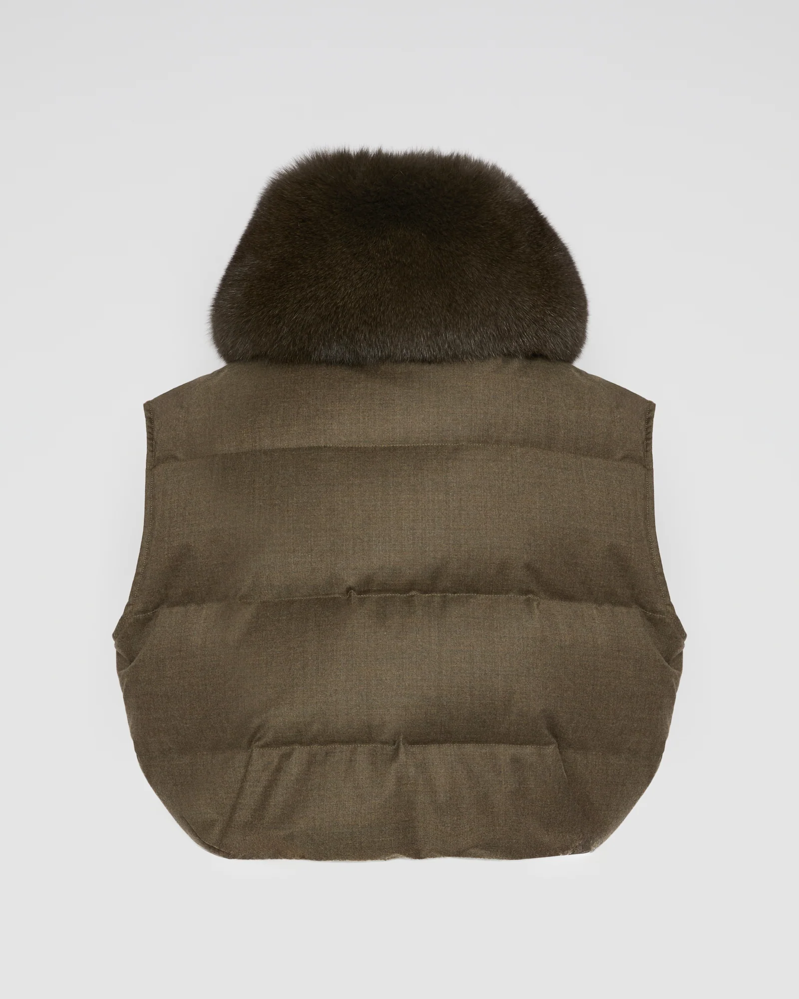 Flannel down gilet with fox fur collar - Image 7