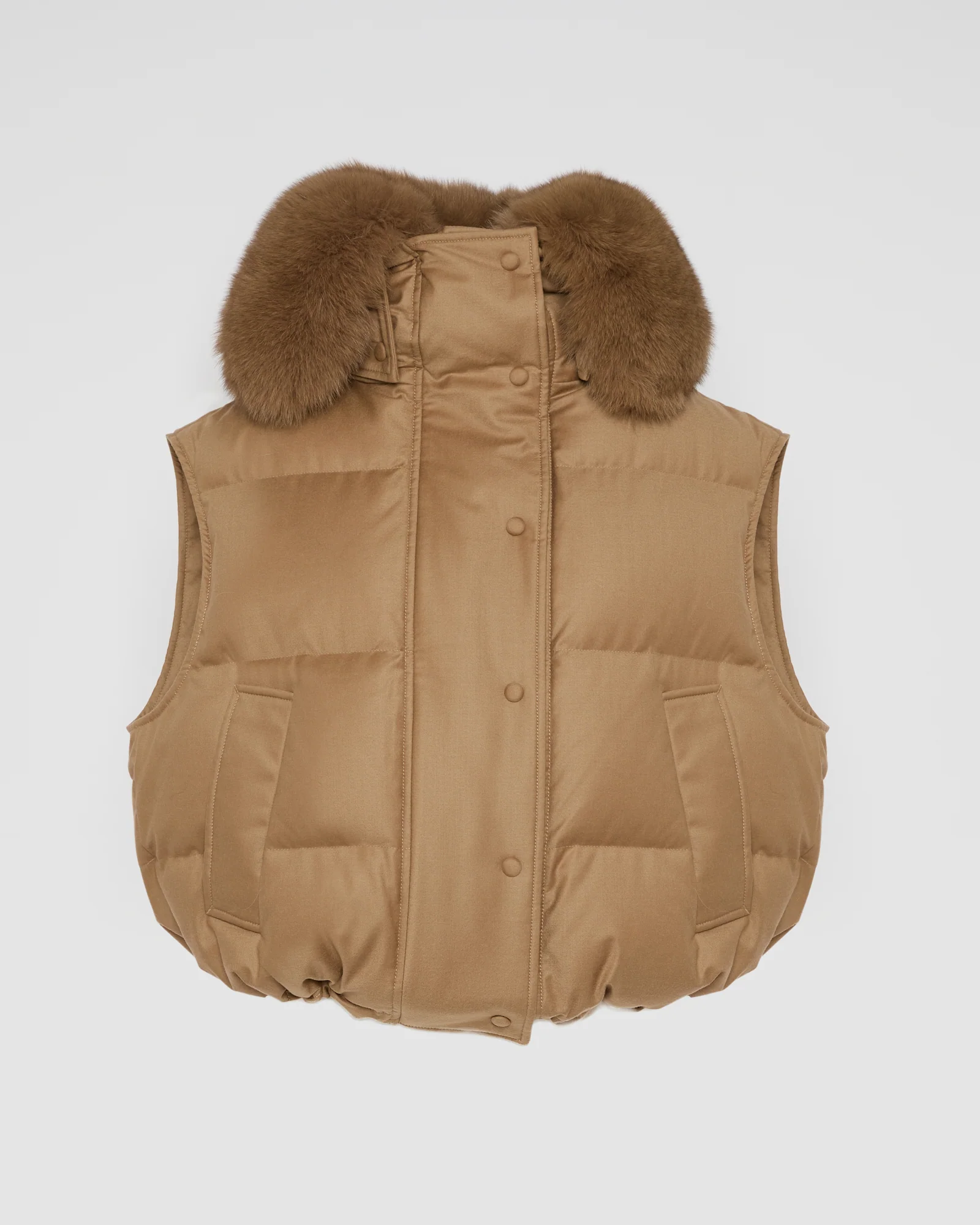 Flannel down gilet with fox fur collar - Image 6