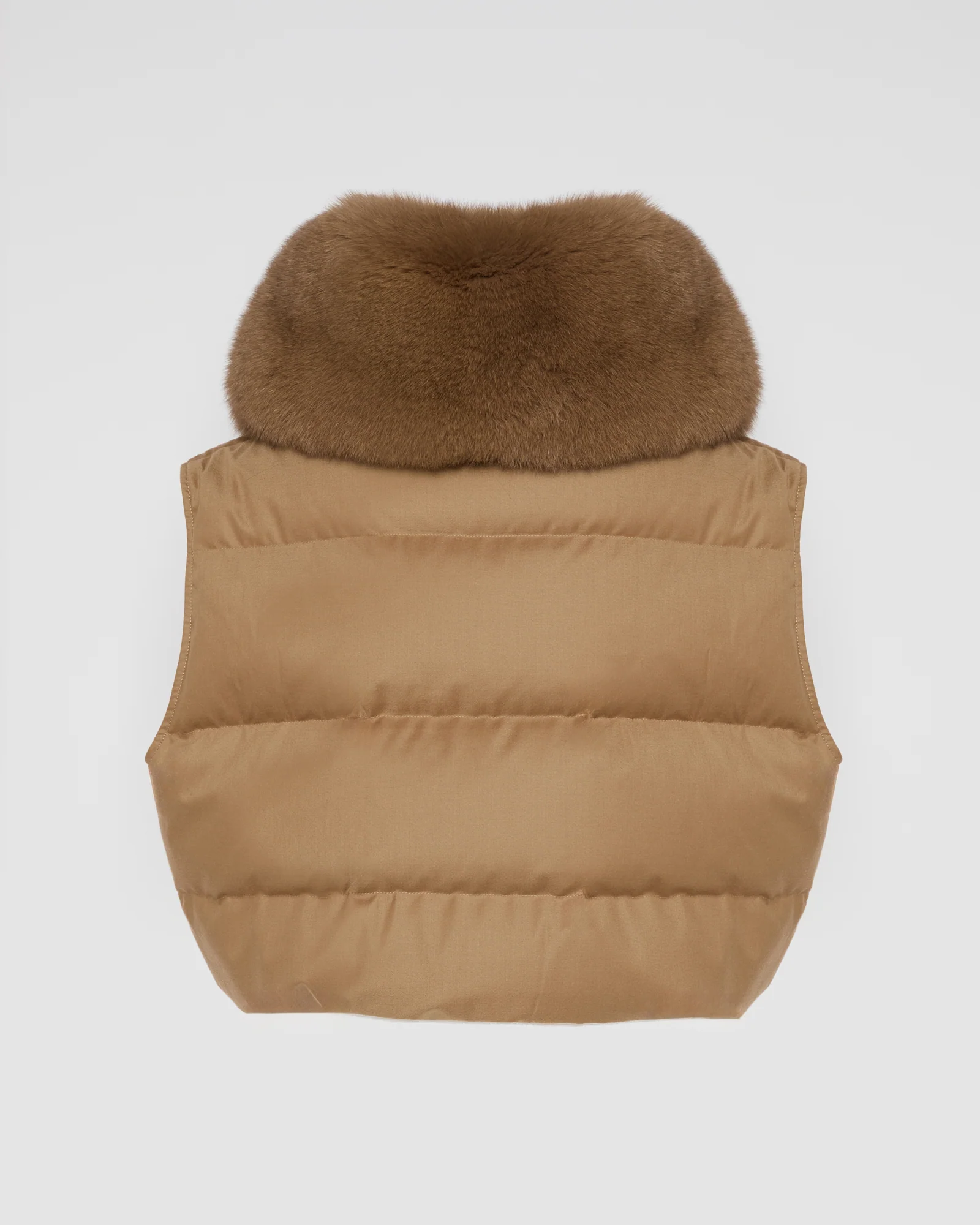 Flannel down gilet with fox fur collar - Image 7