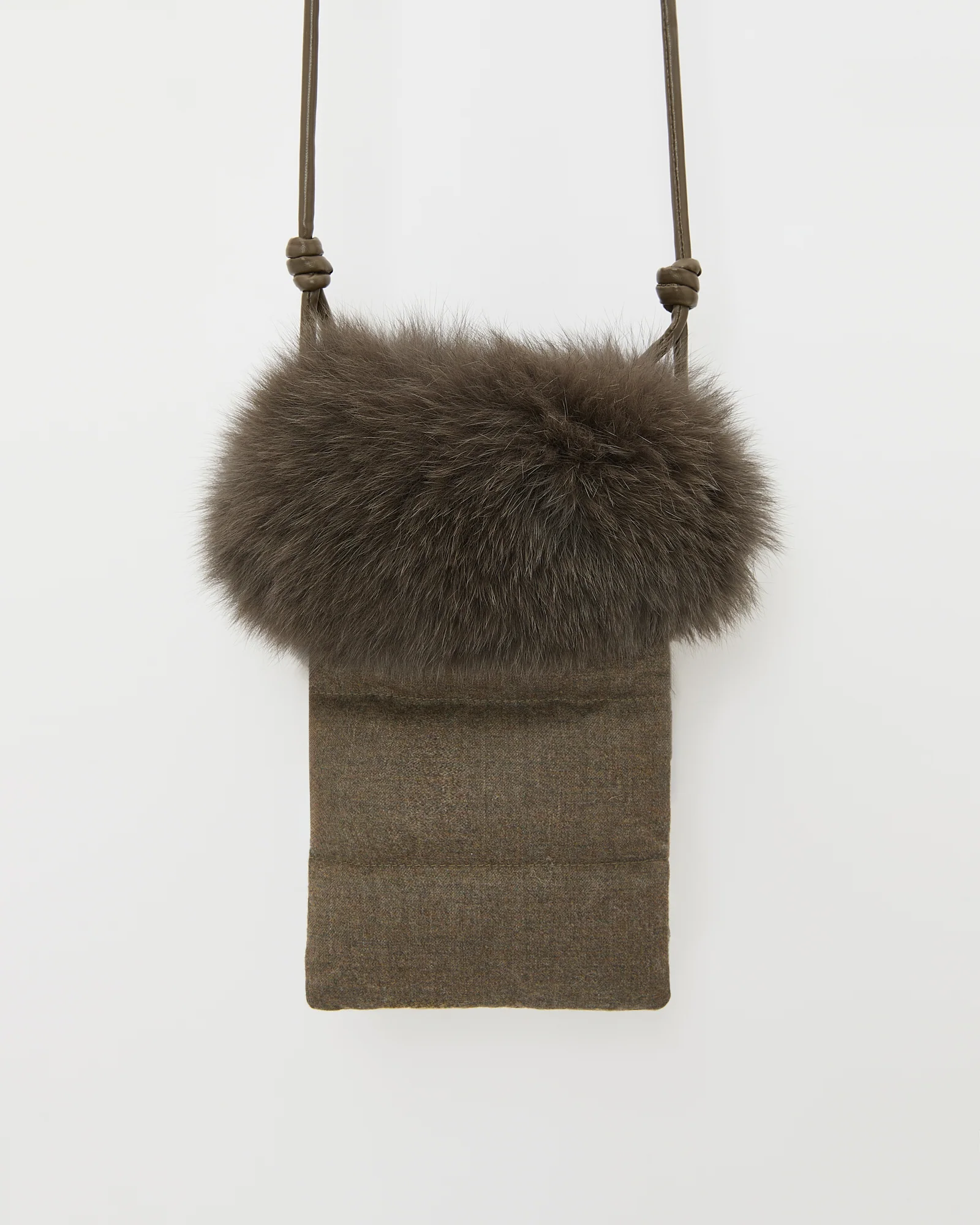 Flannel phone case with fox fur trim - Image 3