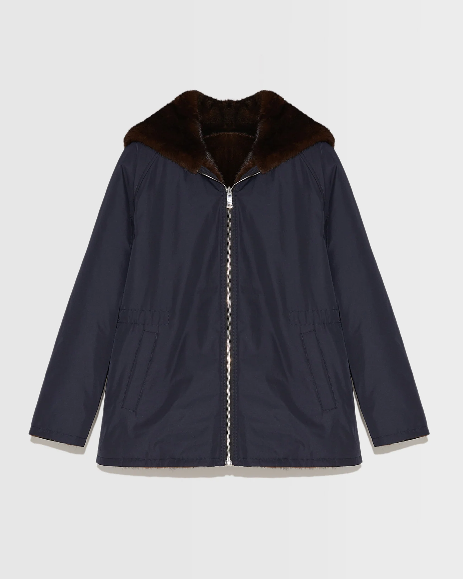Hooded parka blouson in mink fur reversible technical fabric - Image 5