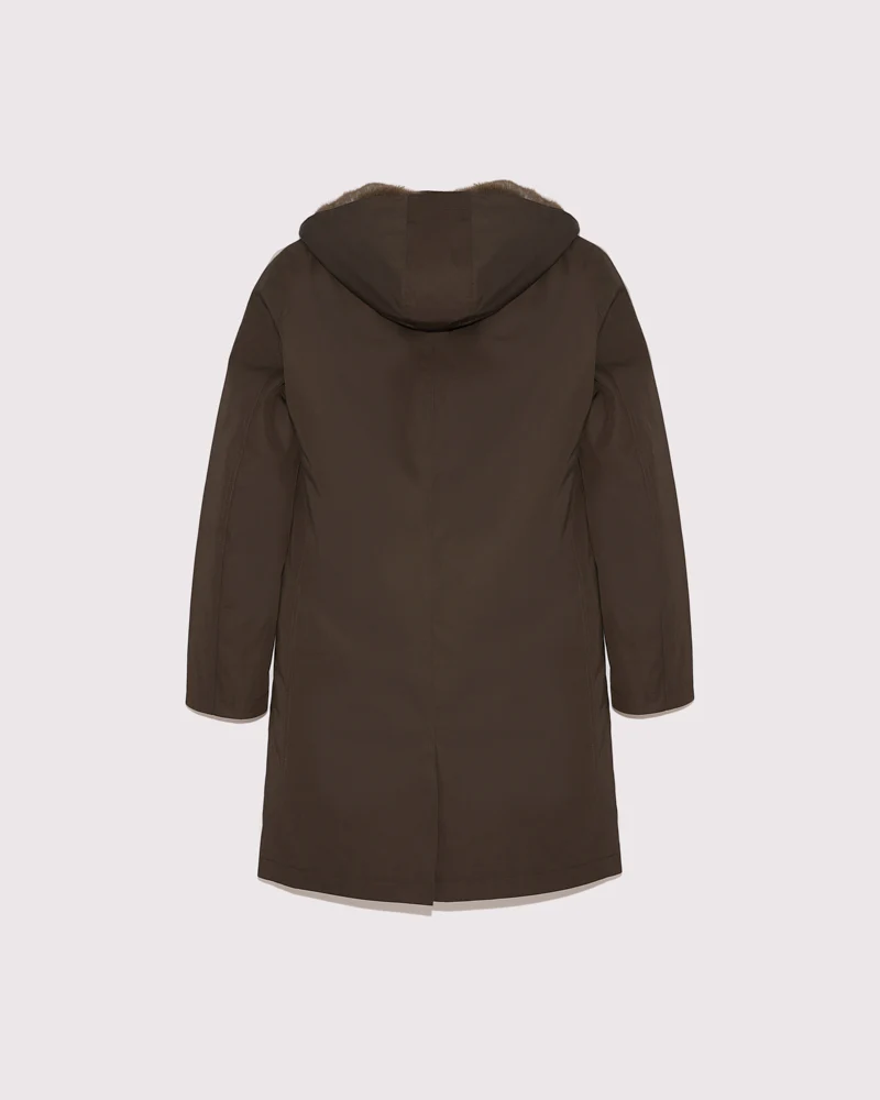 Hooded Coat In waterproof Gabardine And Mink fur - Image 2