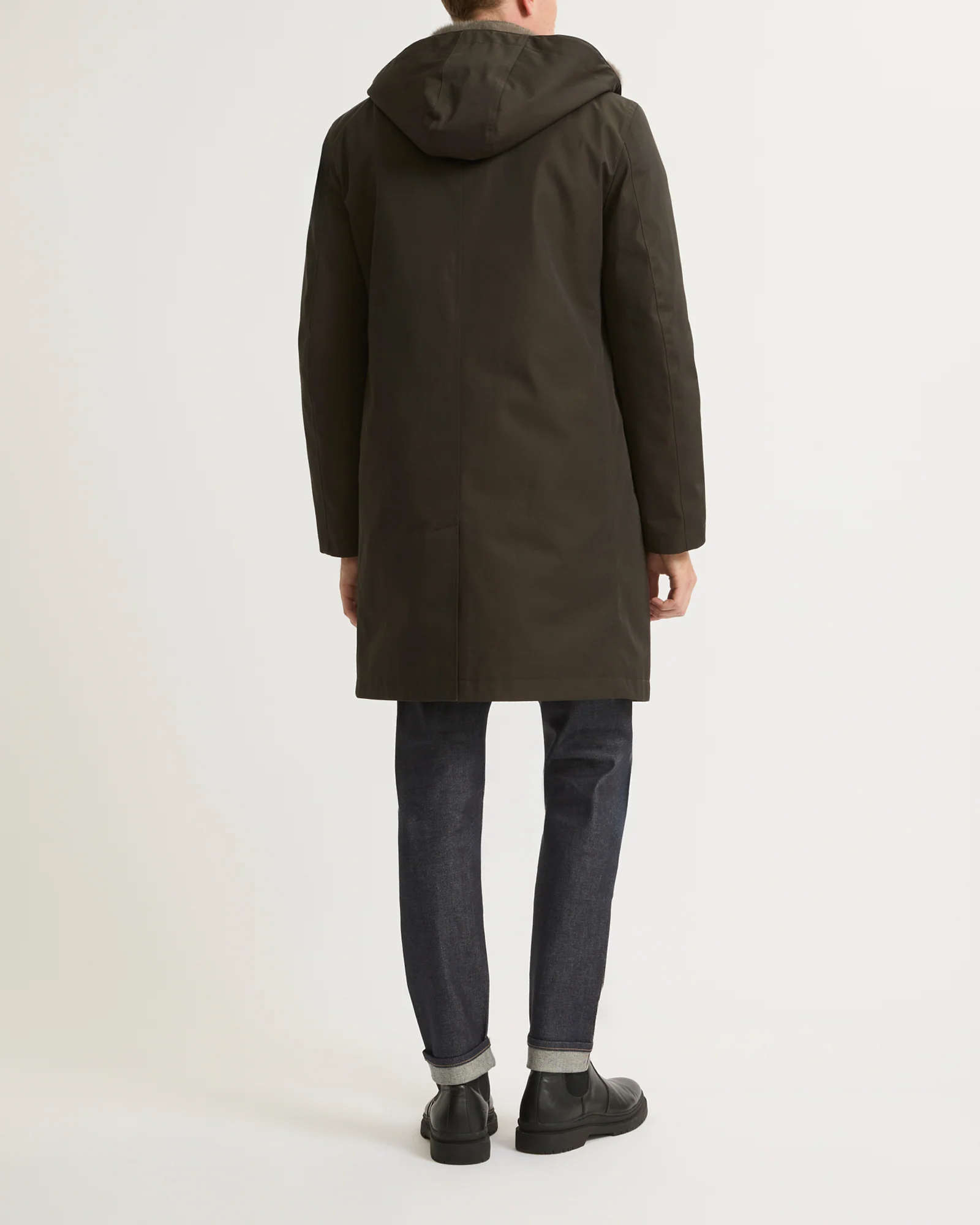 Hooded Coat In waterproof Gabardine And Mink fur - Image 3