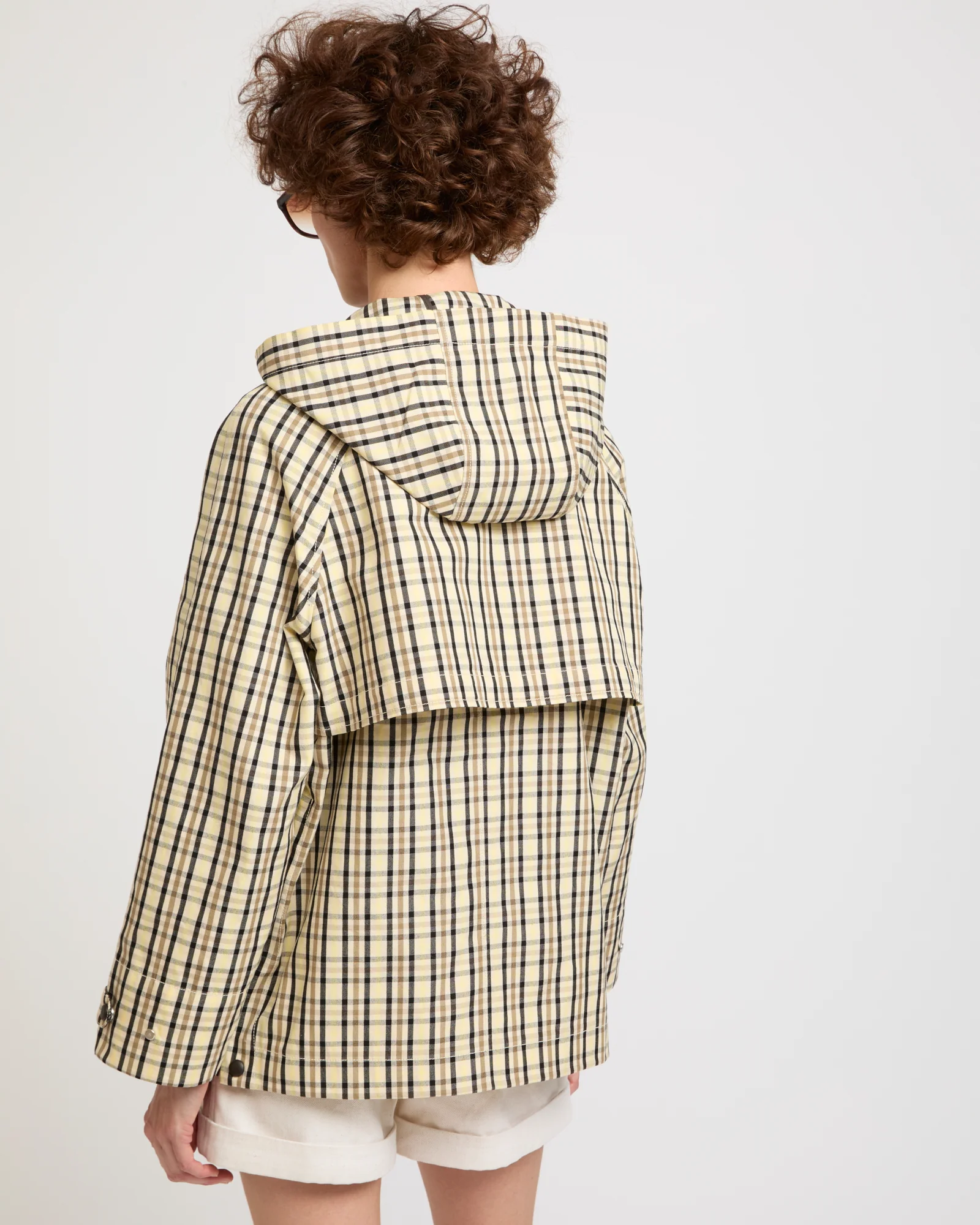 Hooded jacket in check pattern jacquard fabric - Image 4