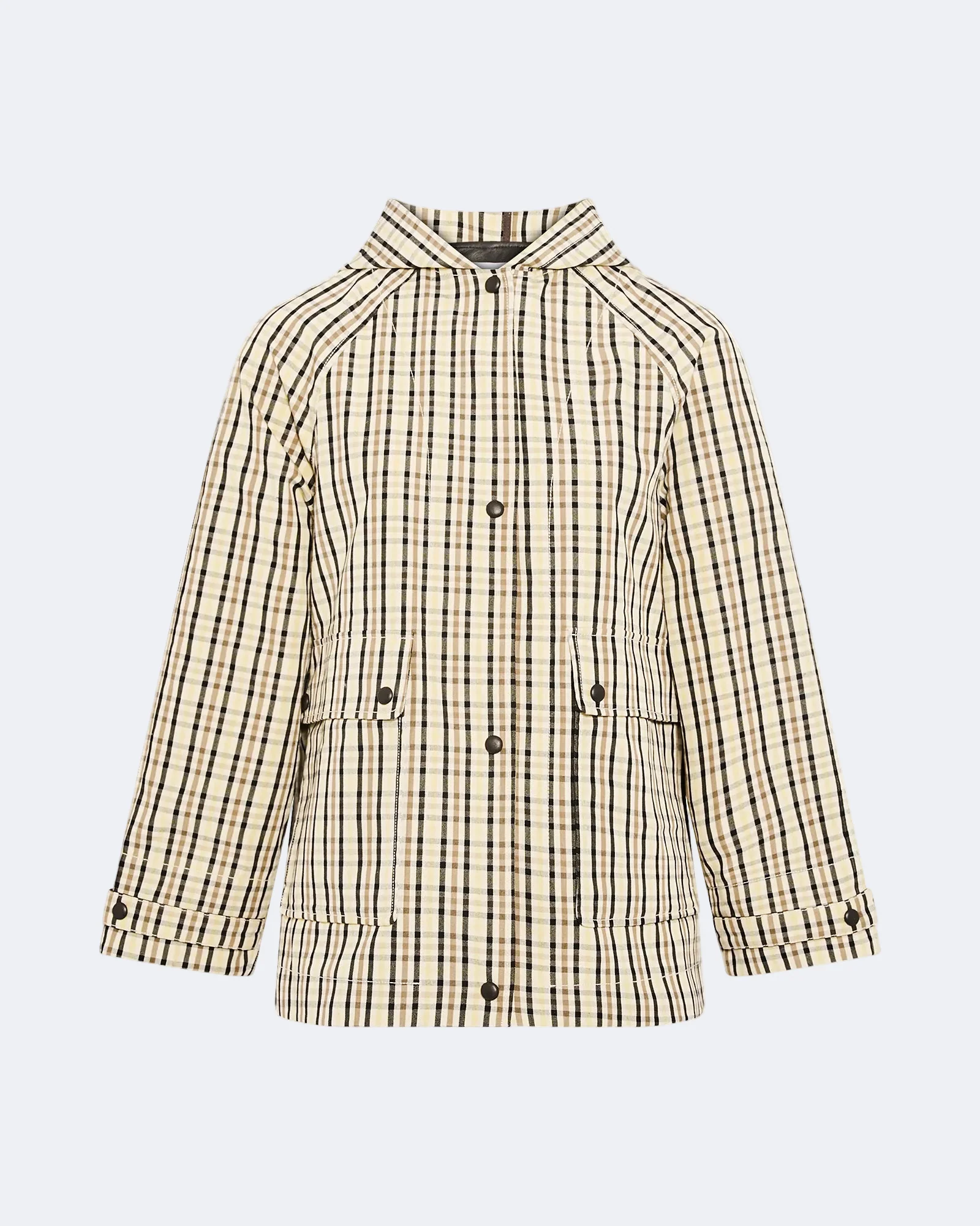 Hooded jacket in check pattern jacquard fabric - Image 5