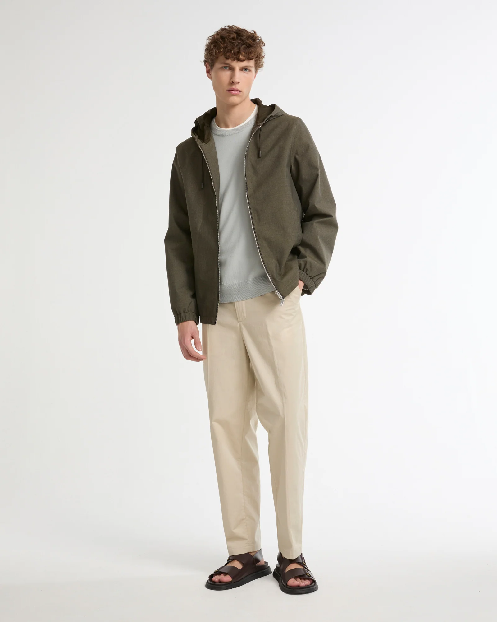 Hooded jacket in cool wool-look technical fabric - Image 2