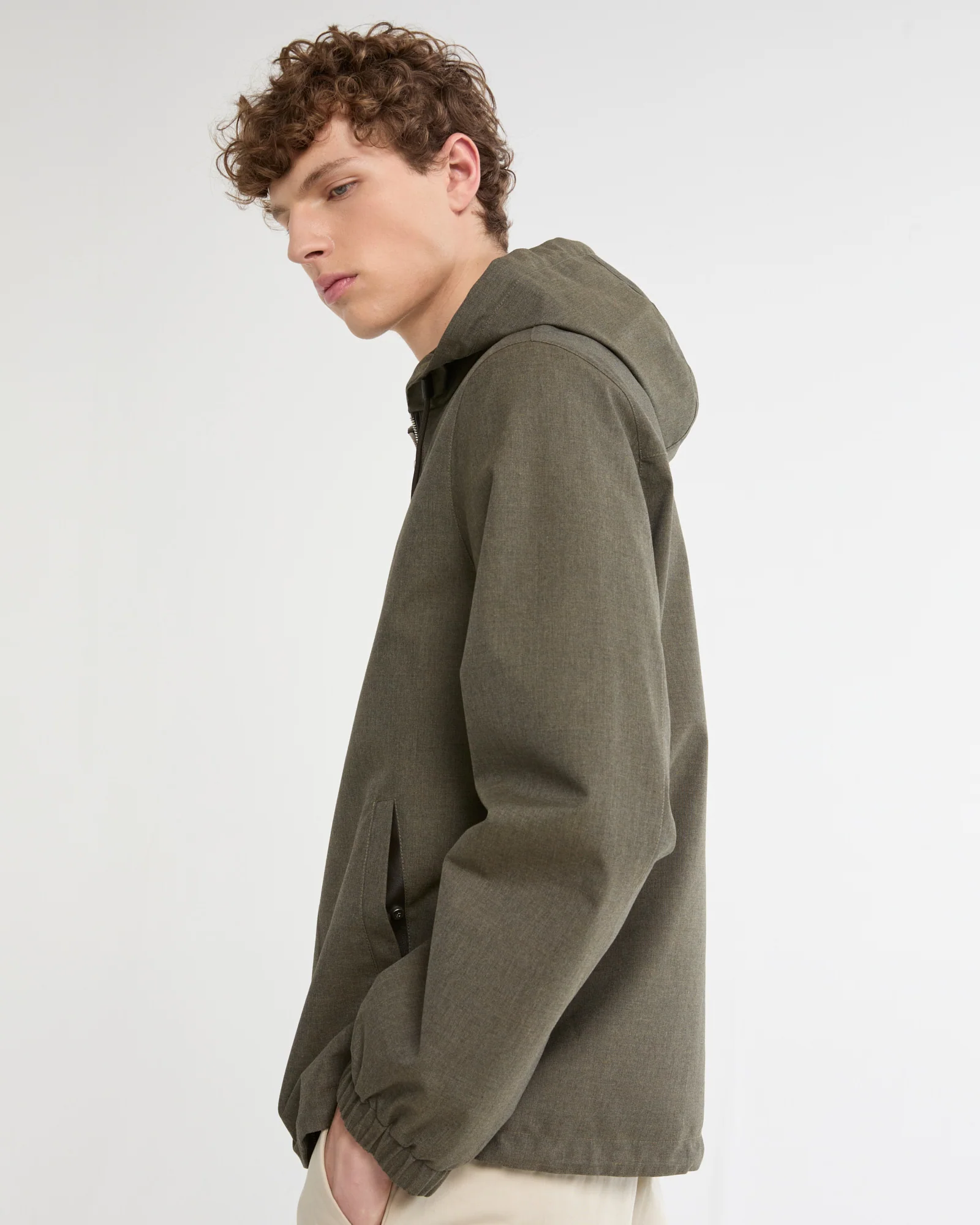 Hooded jacket in cool wool-look technical fabric - Image 3