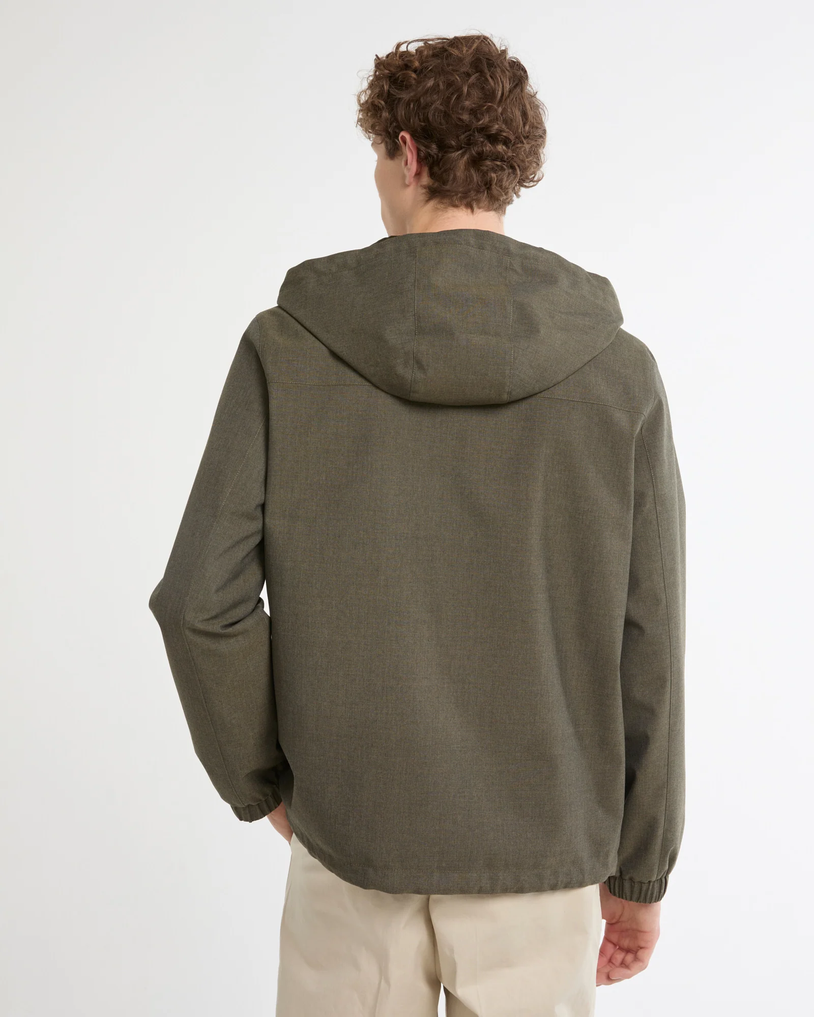 Hooded jacket in cool wool-look technical fabric - Image 4