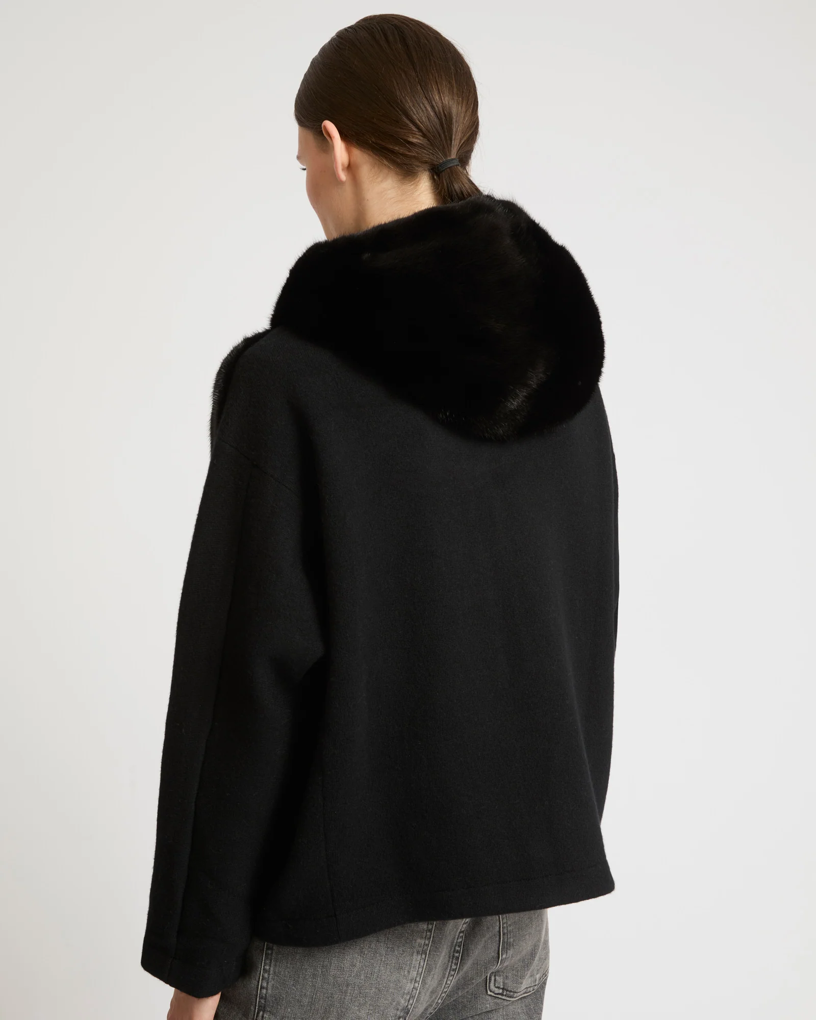 Hooded jacket in knit and mink fur - Image 5