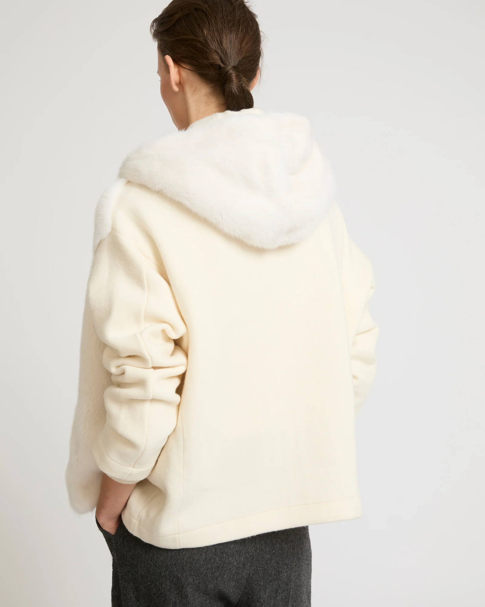 Hooded jacket in knit and mink fur - Image 4
