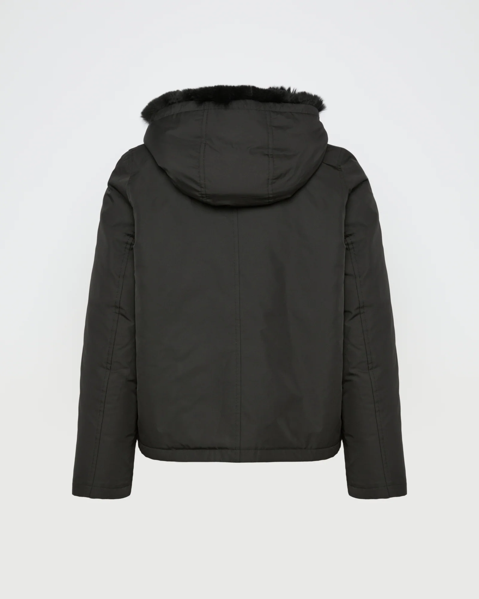 Hooded jacket in technical fabric reversible rex rabbit fur - Image 5