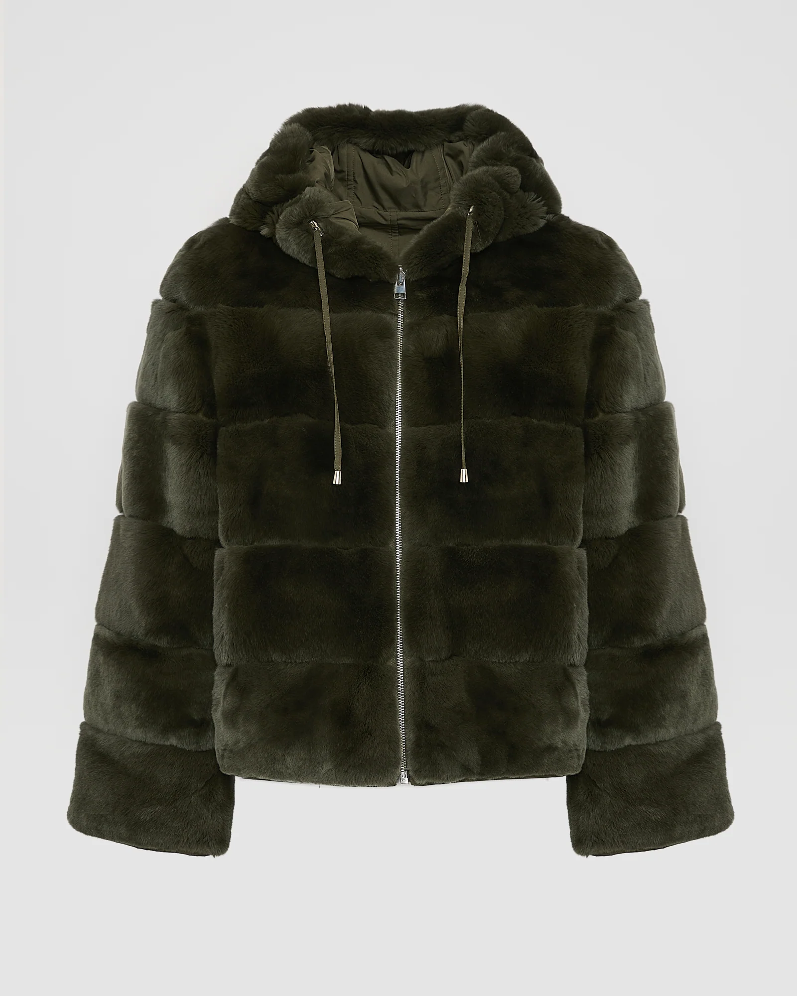 Hooded jacket in technical fabric reversible rex rabbit fur - Image 7