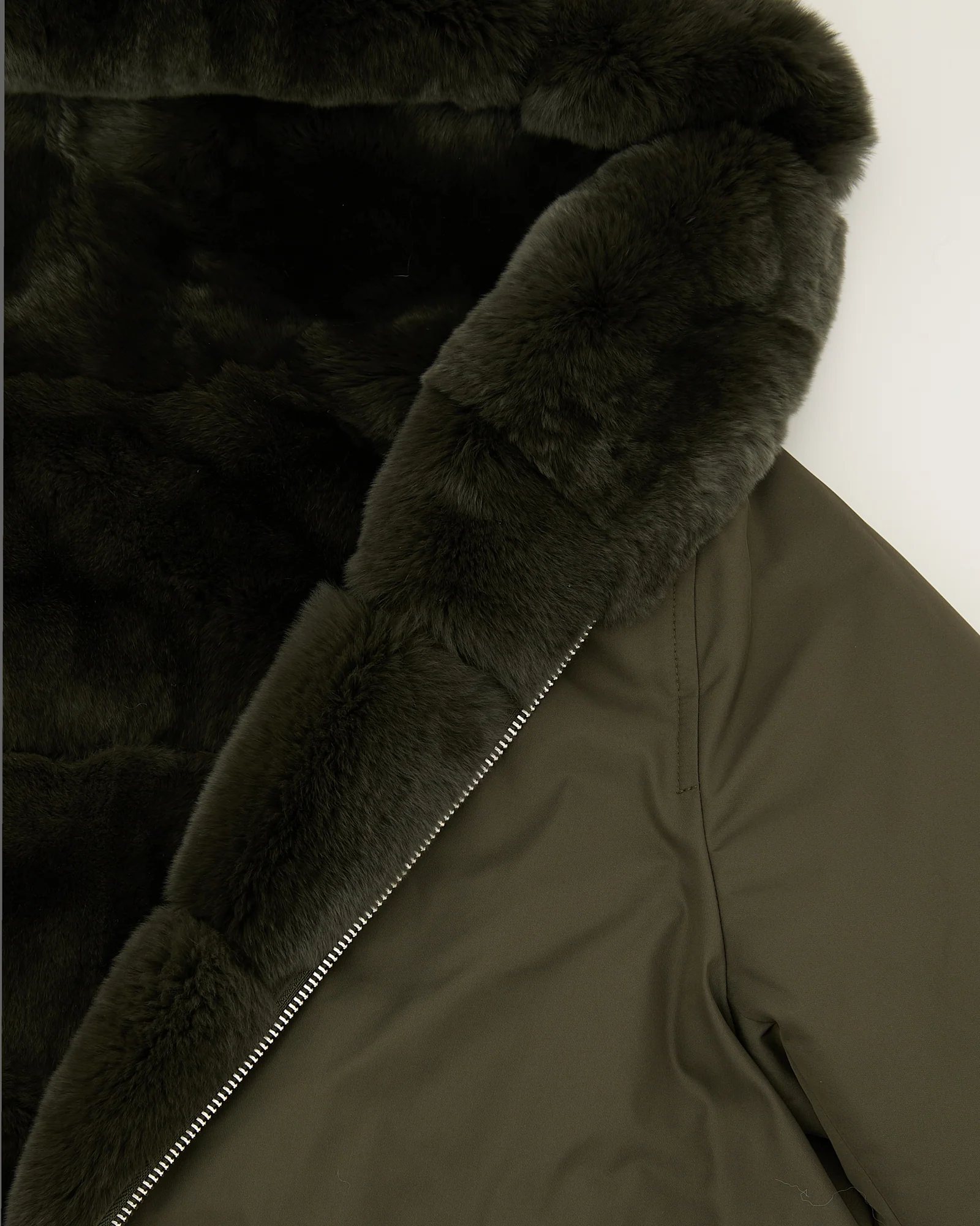 Hooded jacket in technical fabric reversible rex rabbit fur - Image 8