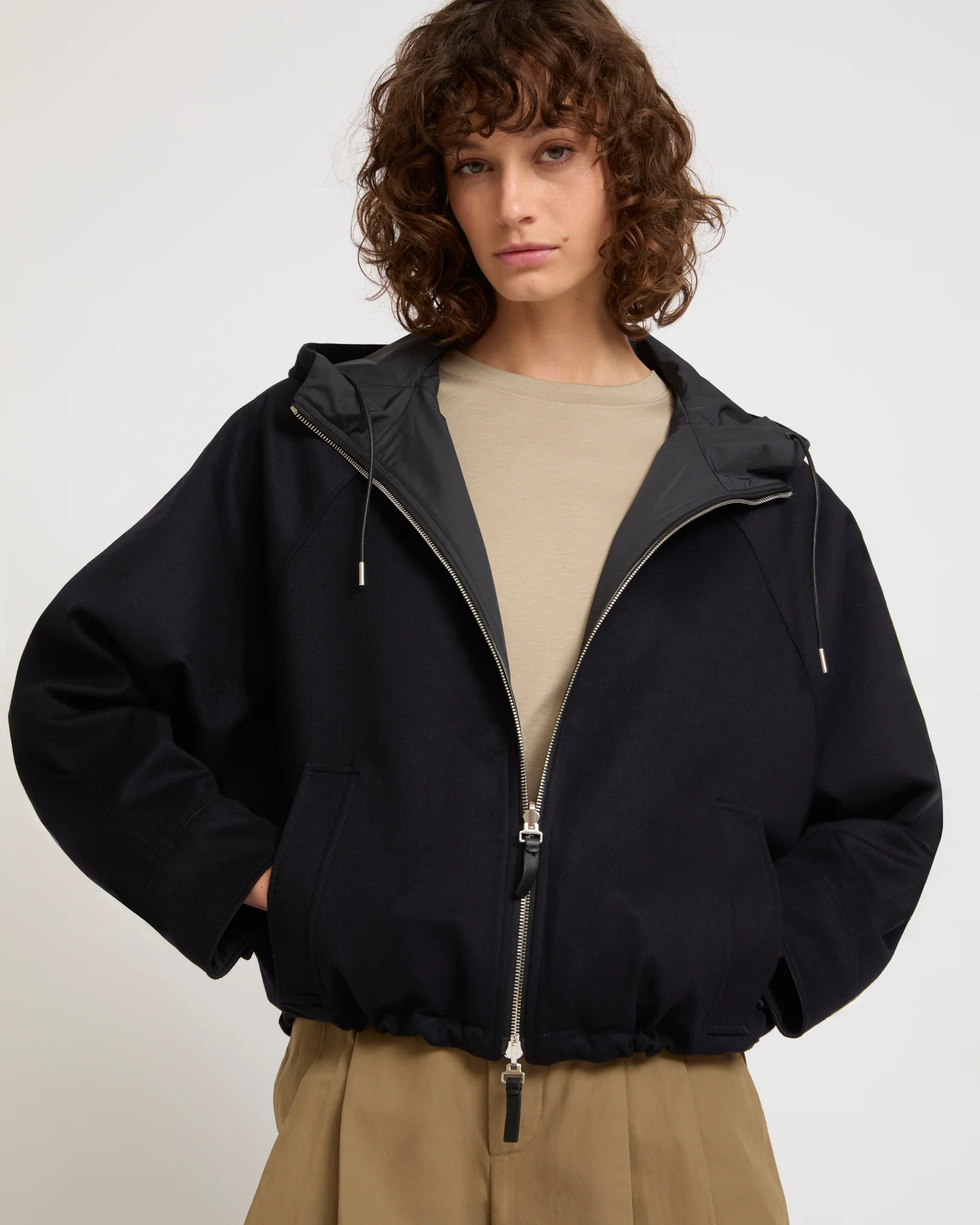 Hooded reversible wool and cashmere blend jacket Loro Piana fabric