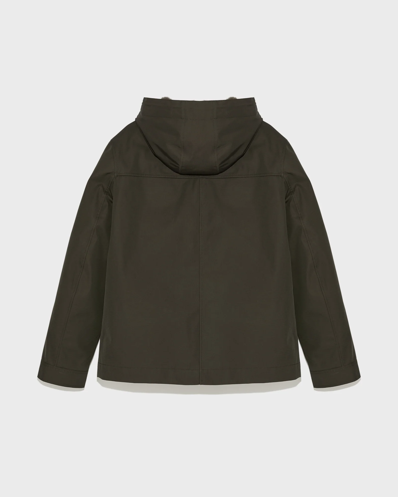 Hooded jacket in waterproof technical gabardine and mink fur - Image 6