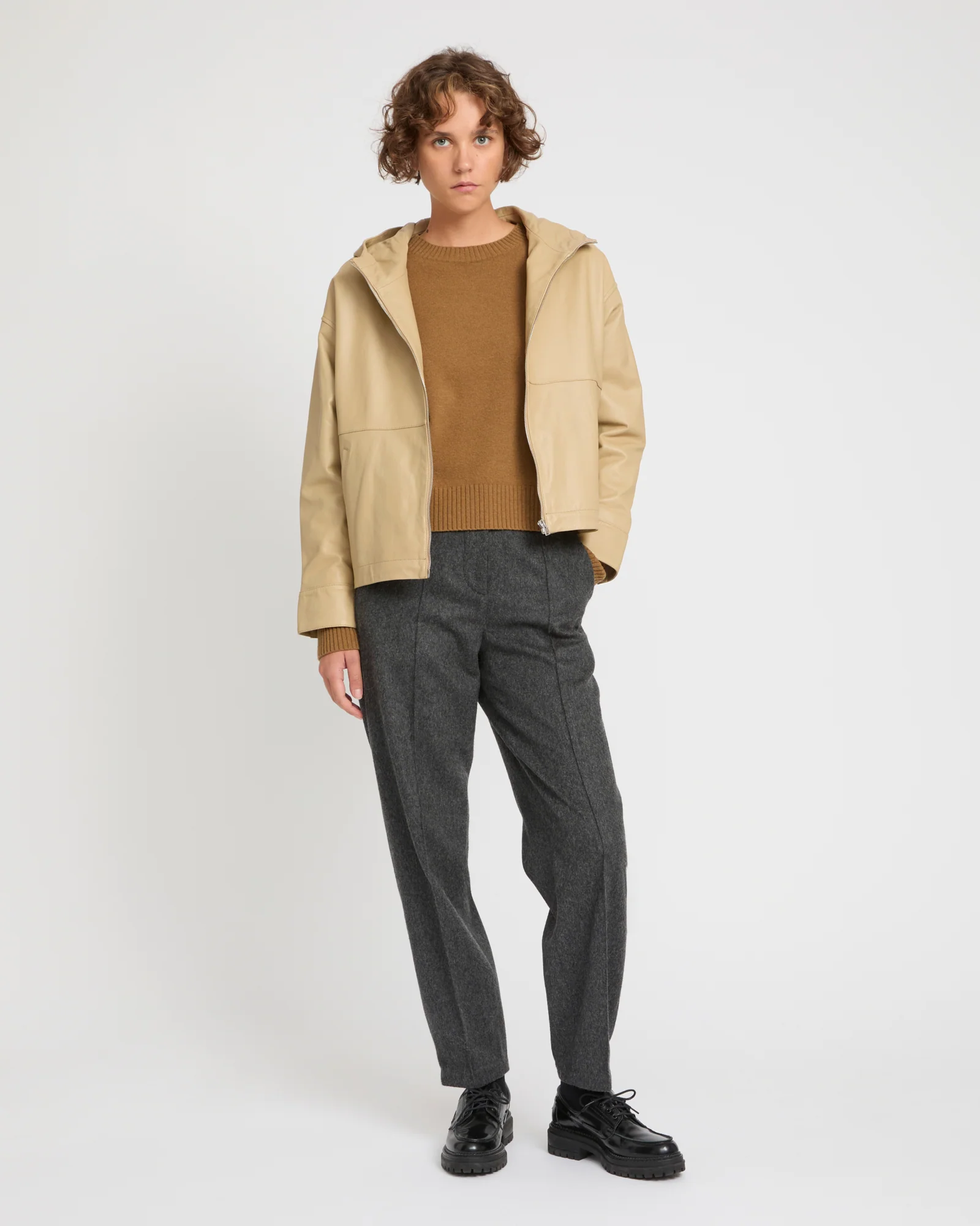 Hoodie jacket in lamb leather - Image 3