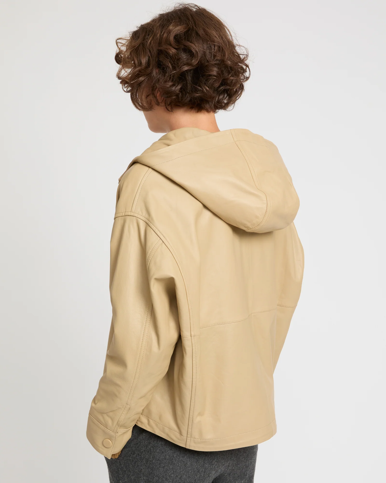 Hoodie jacket in lamb leather - Image 4