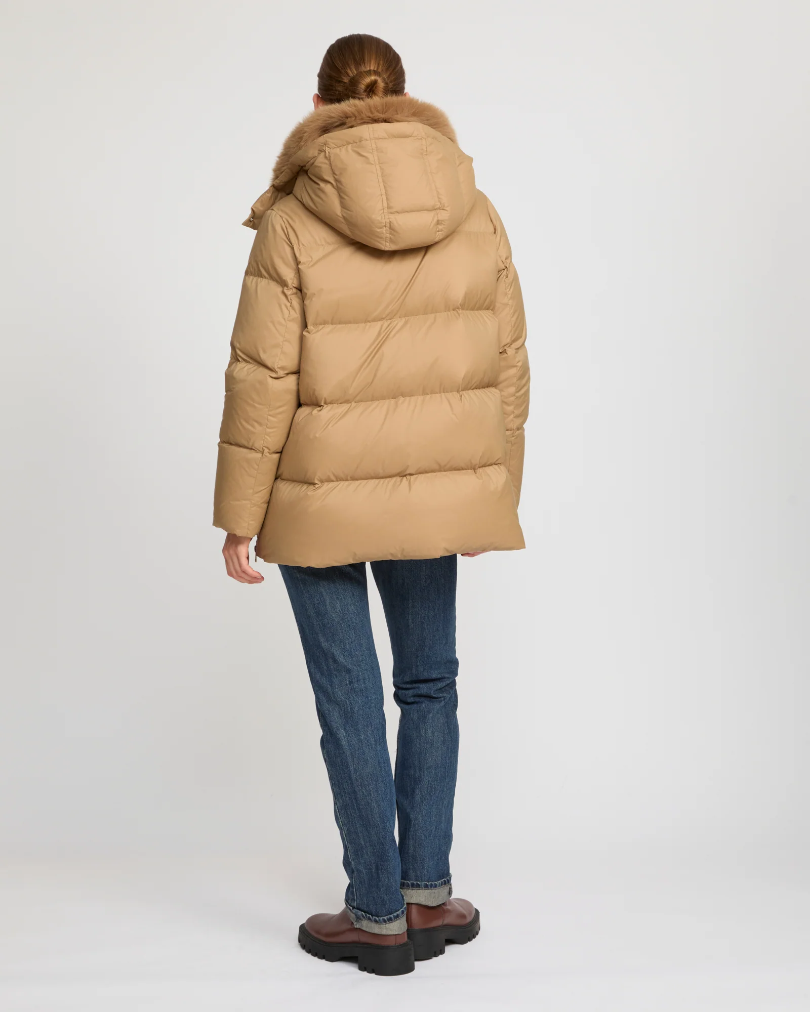 Iconic "A" line down jacket with fox fur collar - Image 5