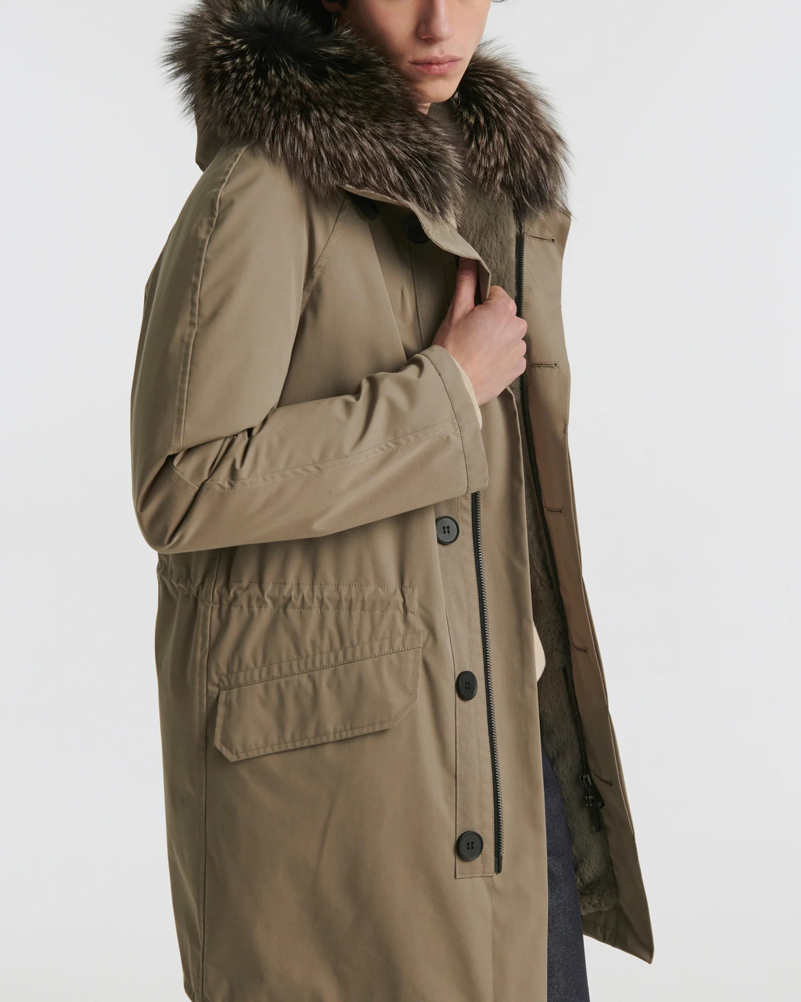 Iconic parka in technical cotton with fox and rabbit fur - Image 3
