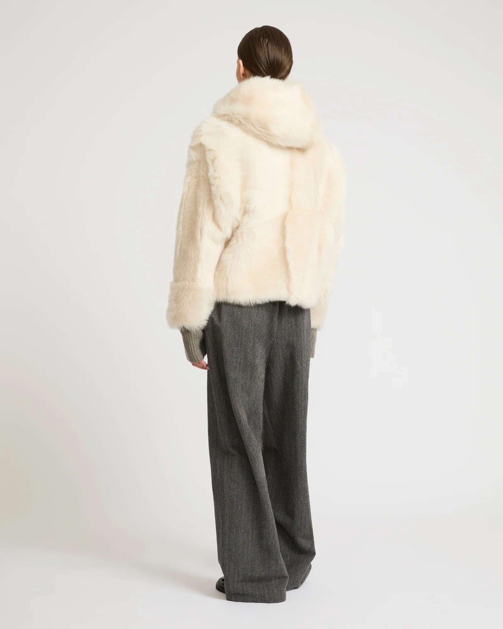 Short hooded jacket in Toscana Folk lambskin - Image 5