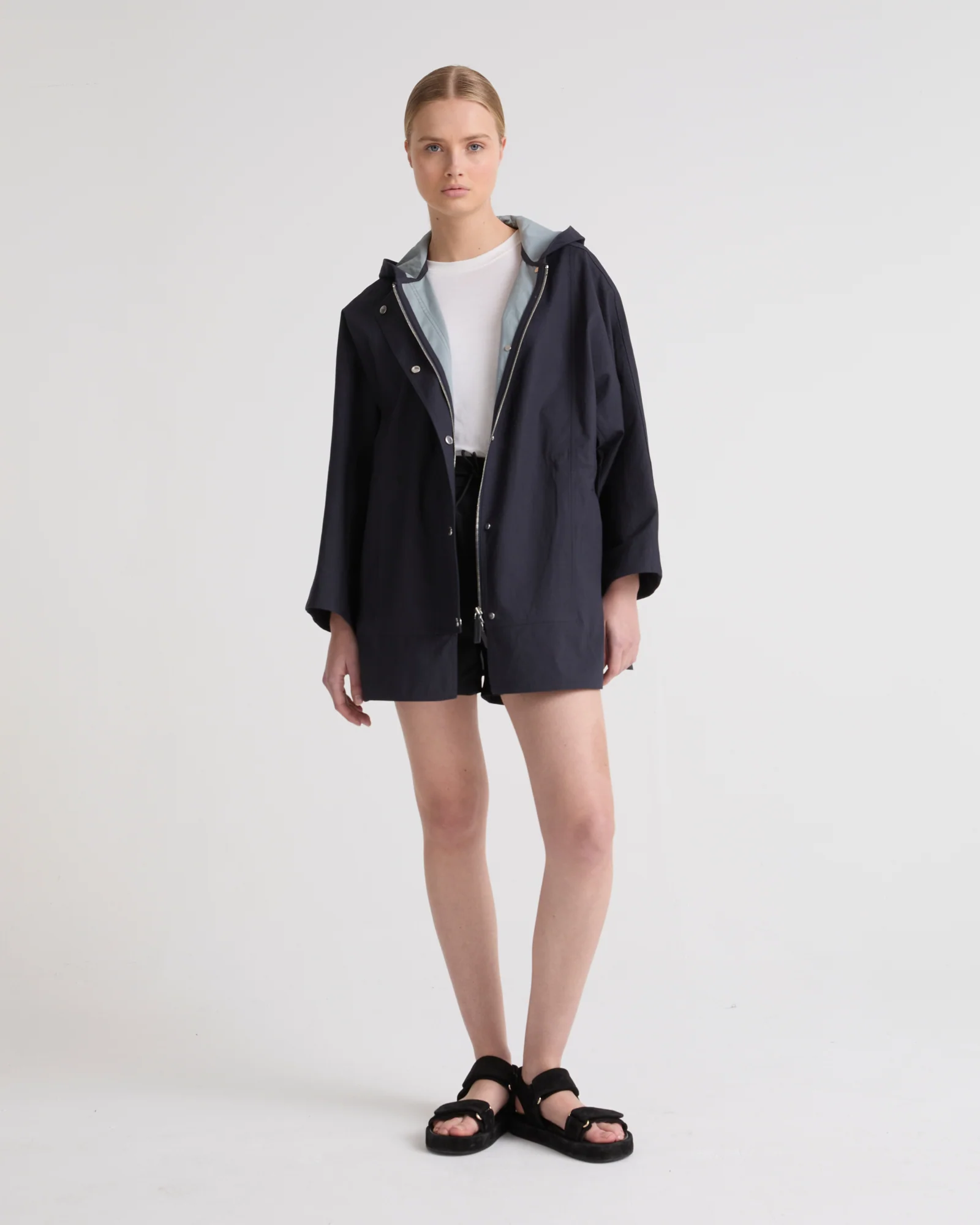 Short cape parka in cotton-mix technical fabric - Image 2
