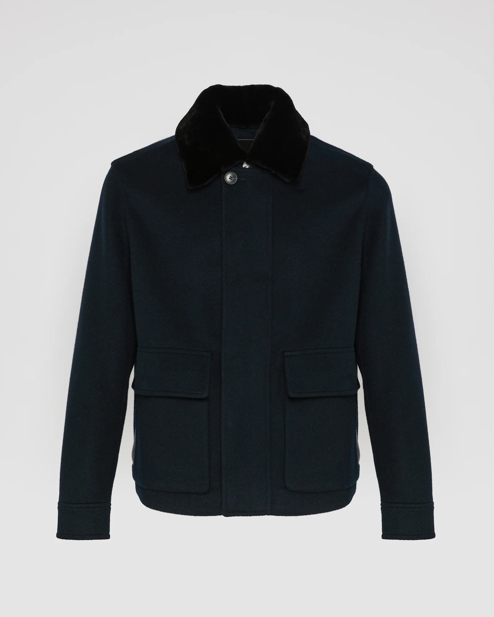 Jacket in double-sided wool-cashmere fabric with mink collar - Image 5